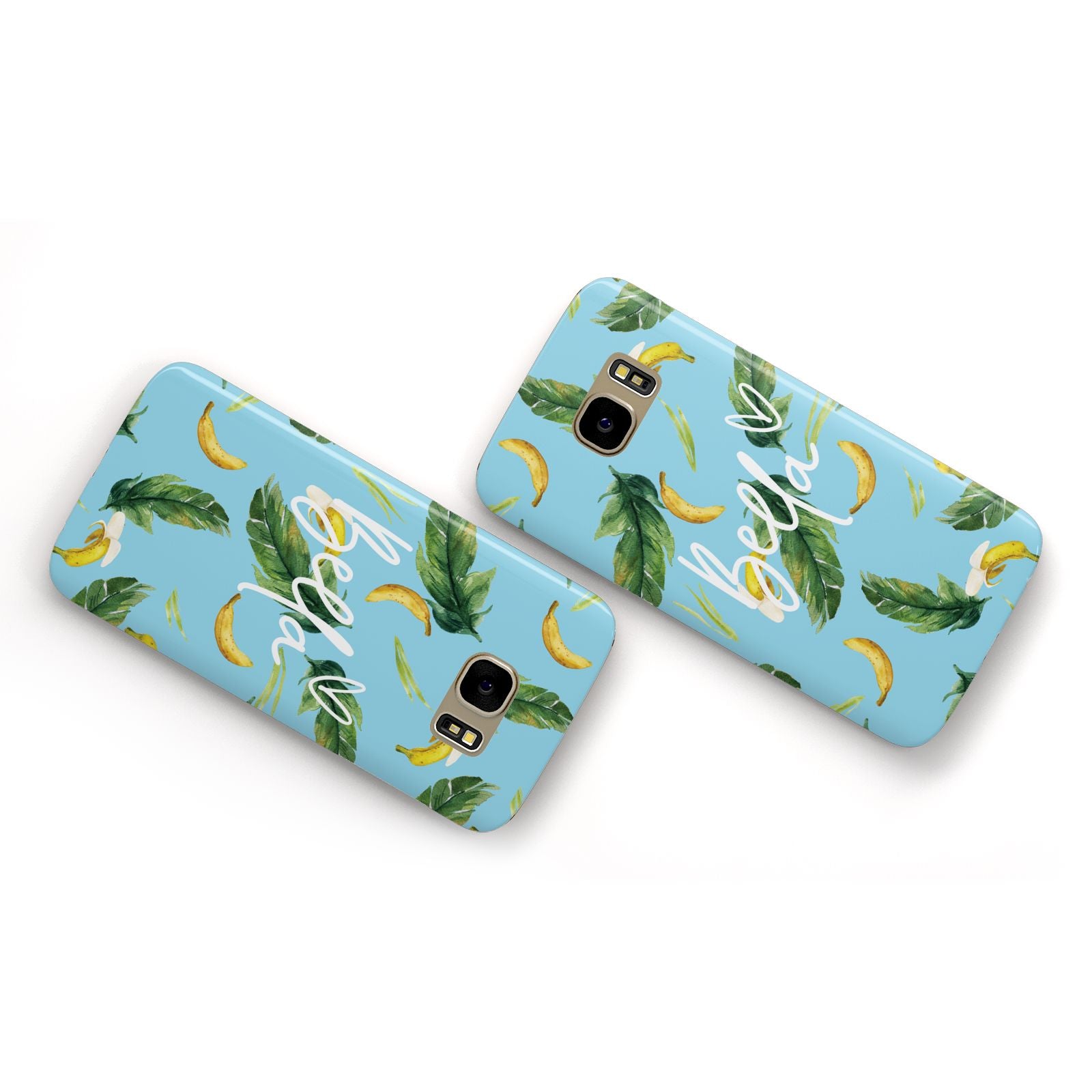 Personalised Blue Banana Tropical Samsung Galaxy Case Flat Overview