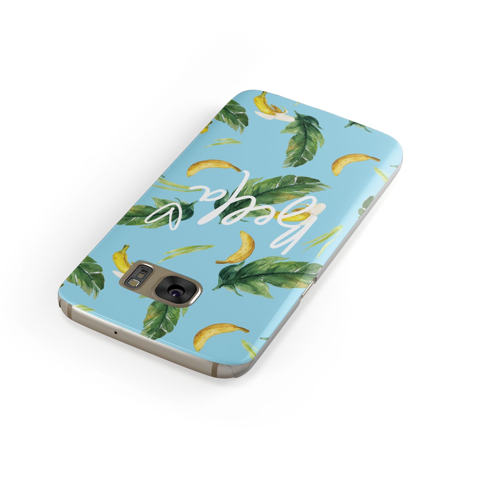 Personalised Blue Banana Tropical Samsung Galaxy Case Front Close Up