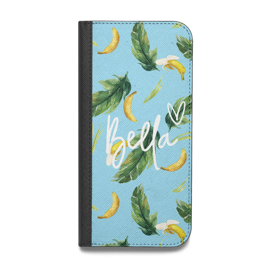 Personalised Blue Banana Tropical Vegan Leather Flip iPhone Case