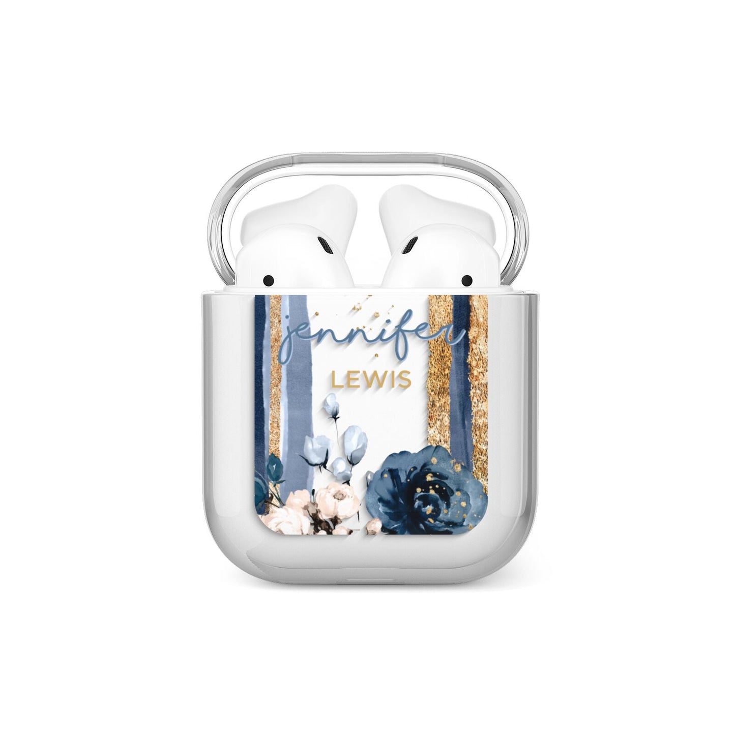 Personalised Blue Gold Name AirPods Case