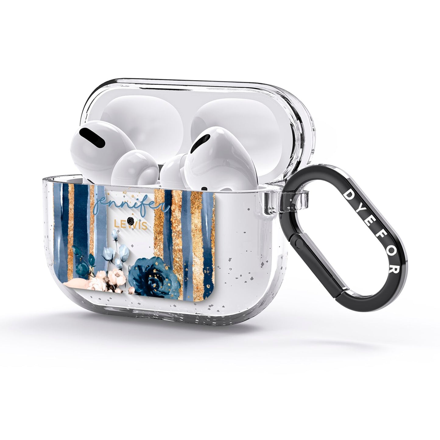 Personalised Blue Gold Name AirPods Glitter Case 3rd Gen Side Image