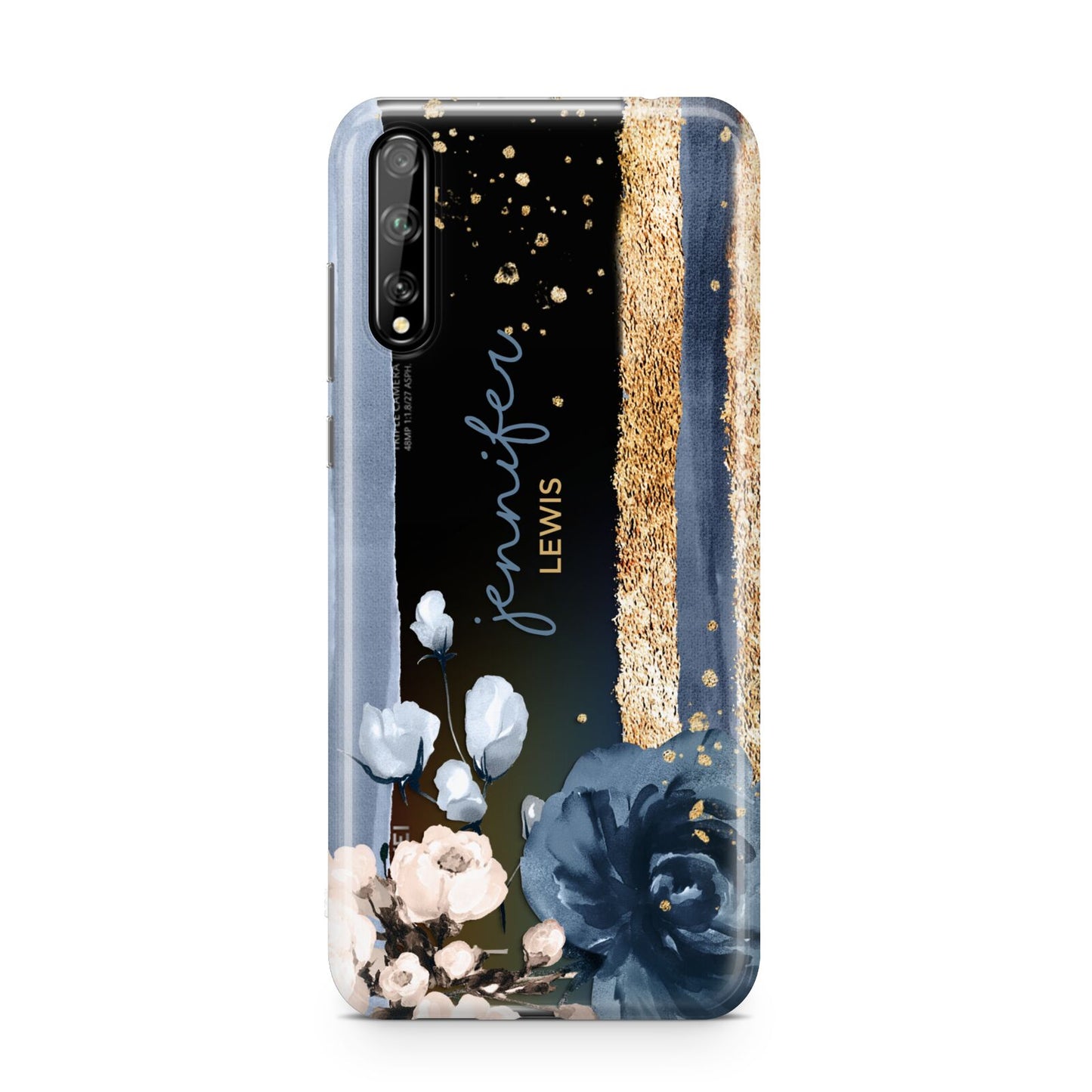 Personalised Blue Gold Name Huawei Enjoy 10s Phone Case