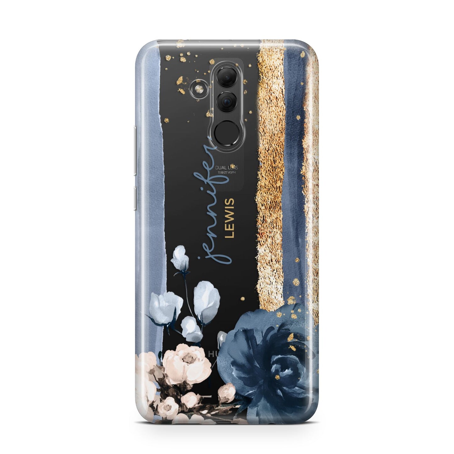 Personalised Blue Gold Name Huawei Mate 20 Lite