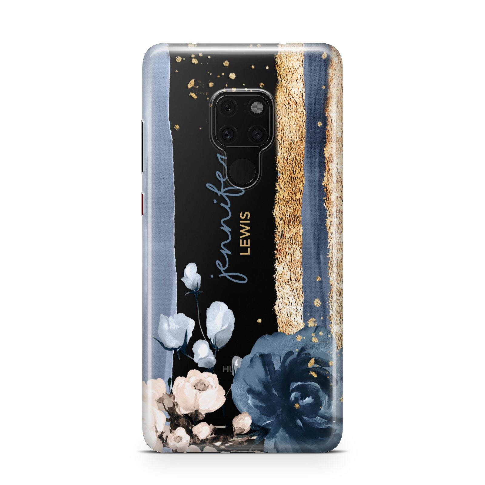 Personalised Blue Gold Name Huawei Mate 20 Phone Case