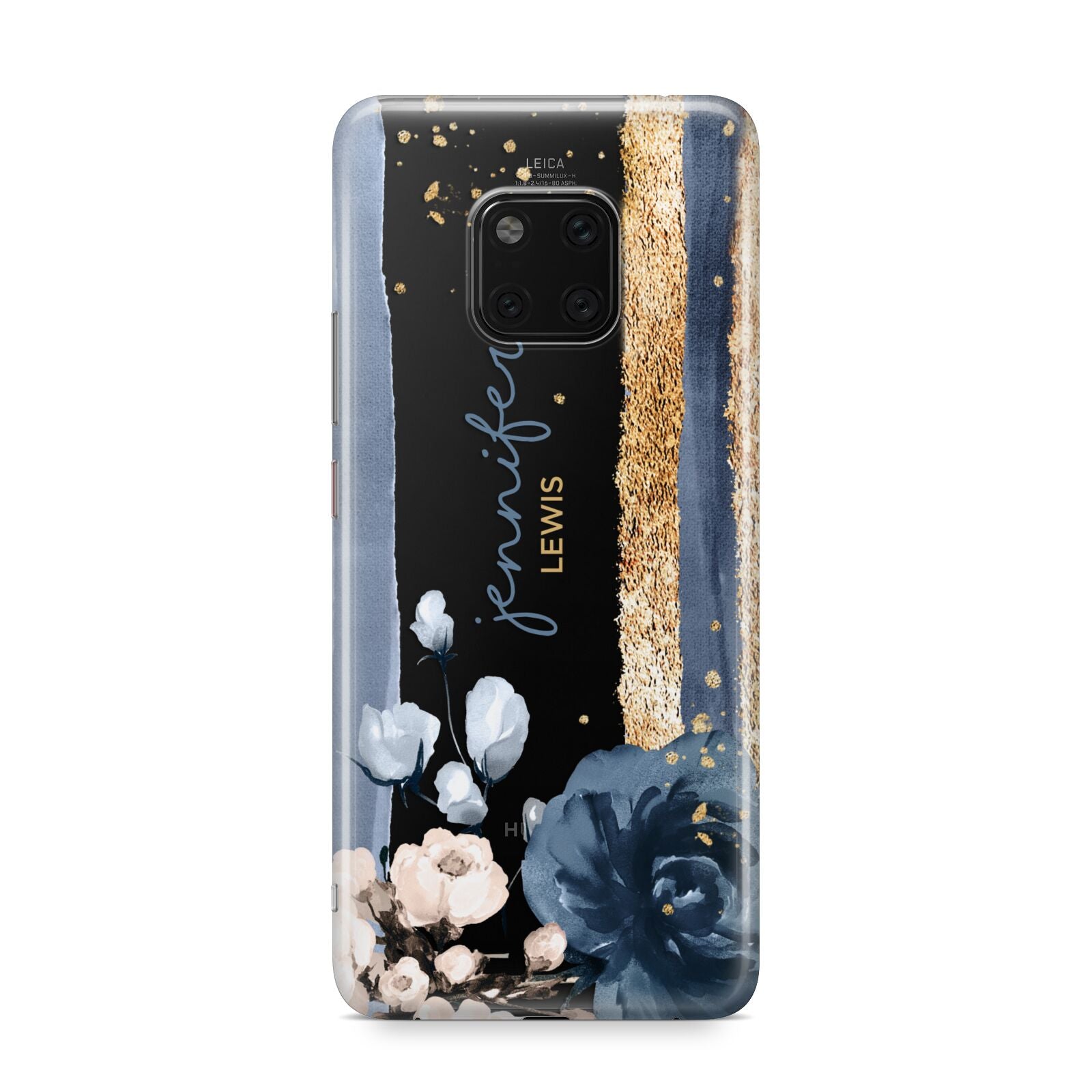 Personalised Blue Gold Name Huawei Mate 20 Pro Phone Case