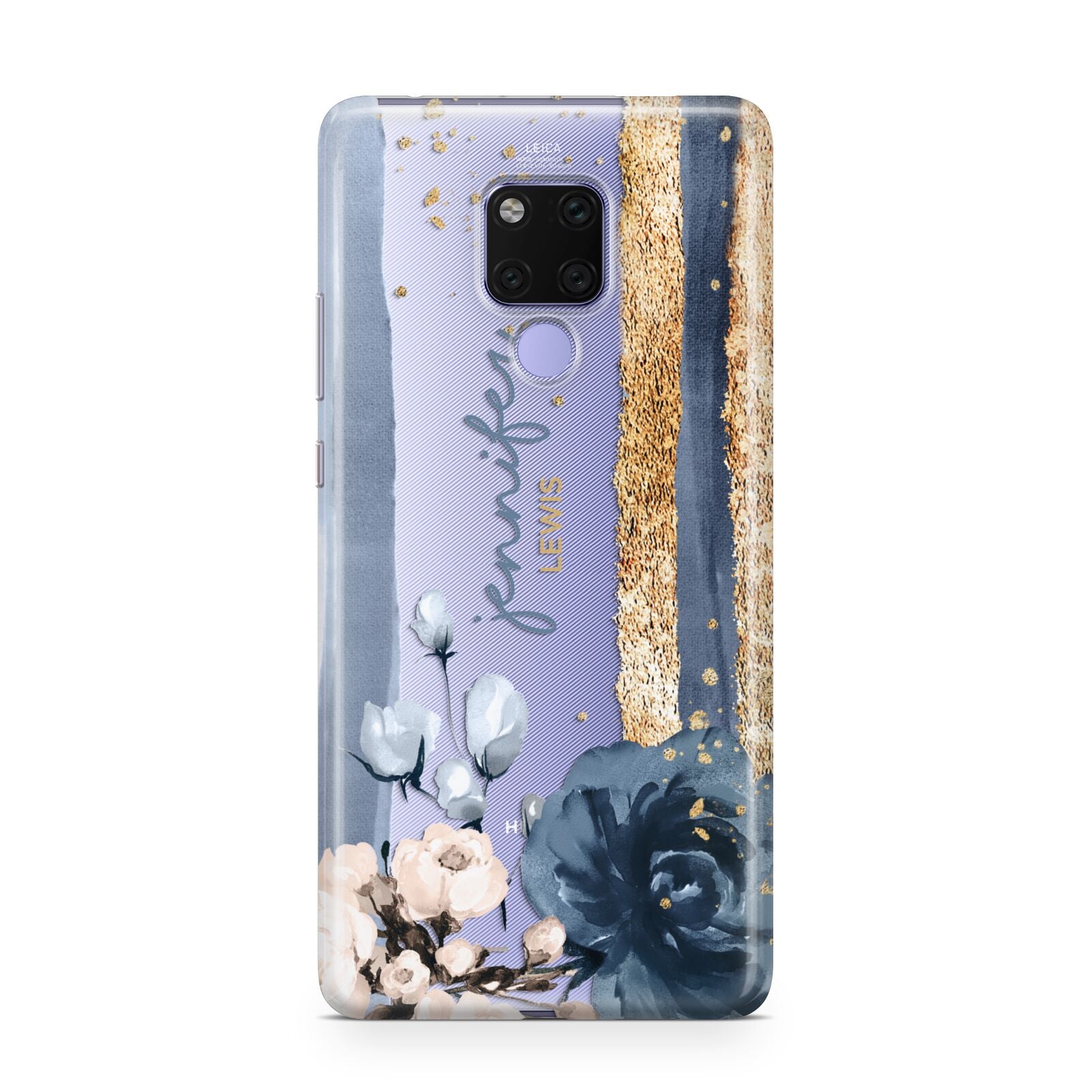 Personalised Blue Gold Name Huawei Mate 20X Phone Case