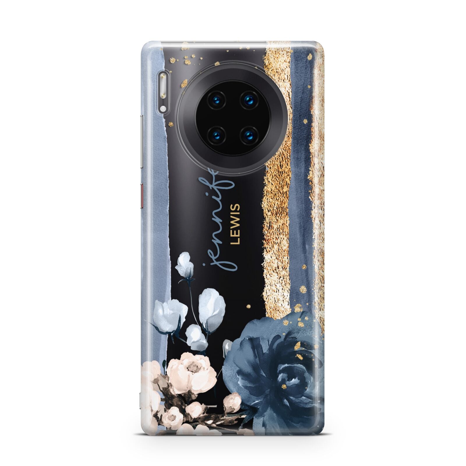 Personalised Blue Gold Name Huawei Mate 30 Pro Phone Case