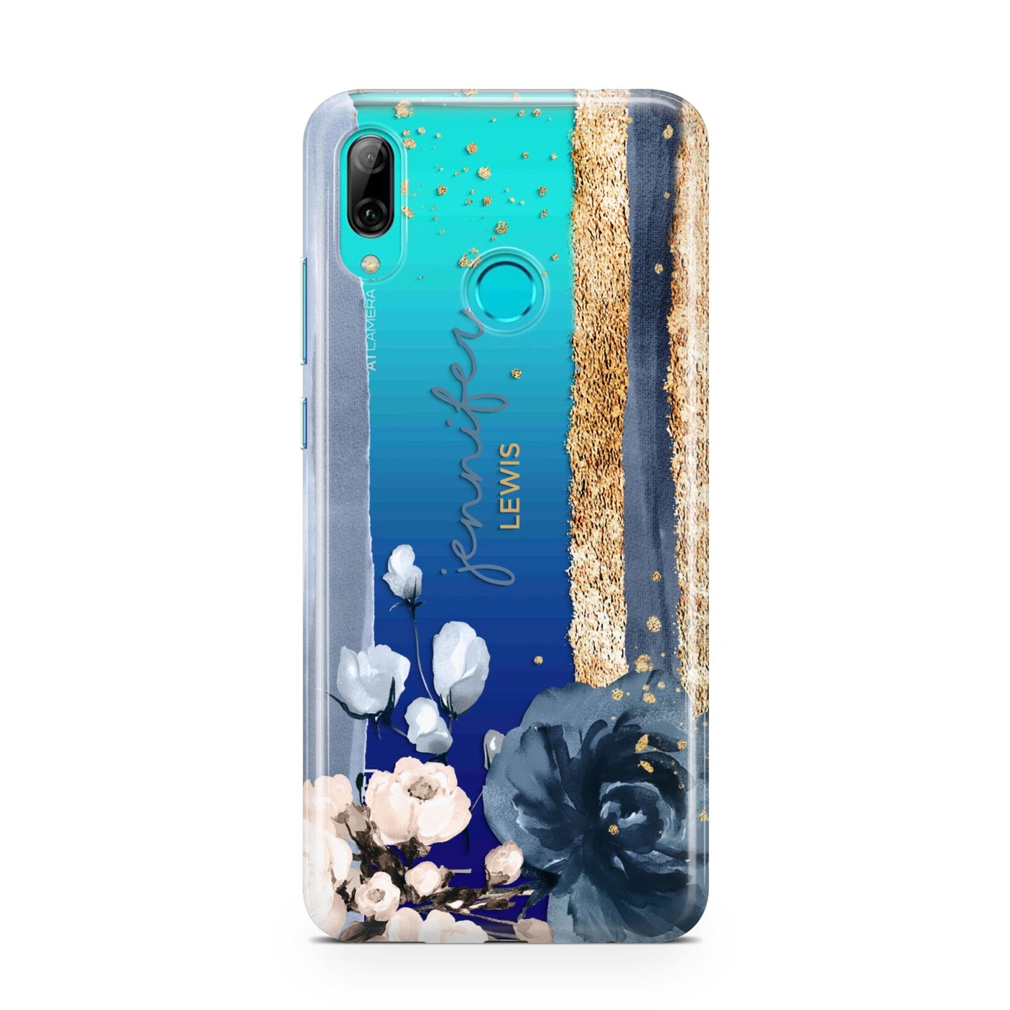 Personalised Blue Gold Name Huawei P Smart 2019 Case