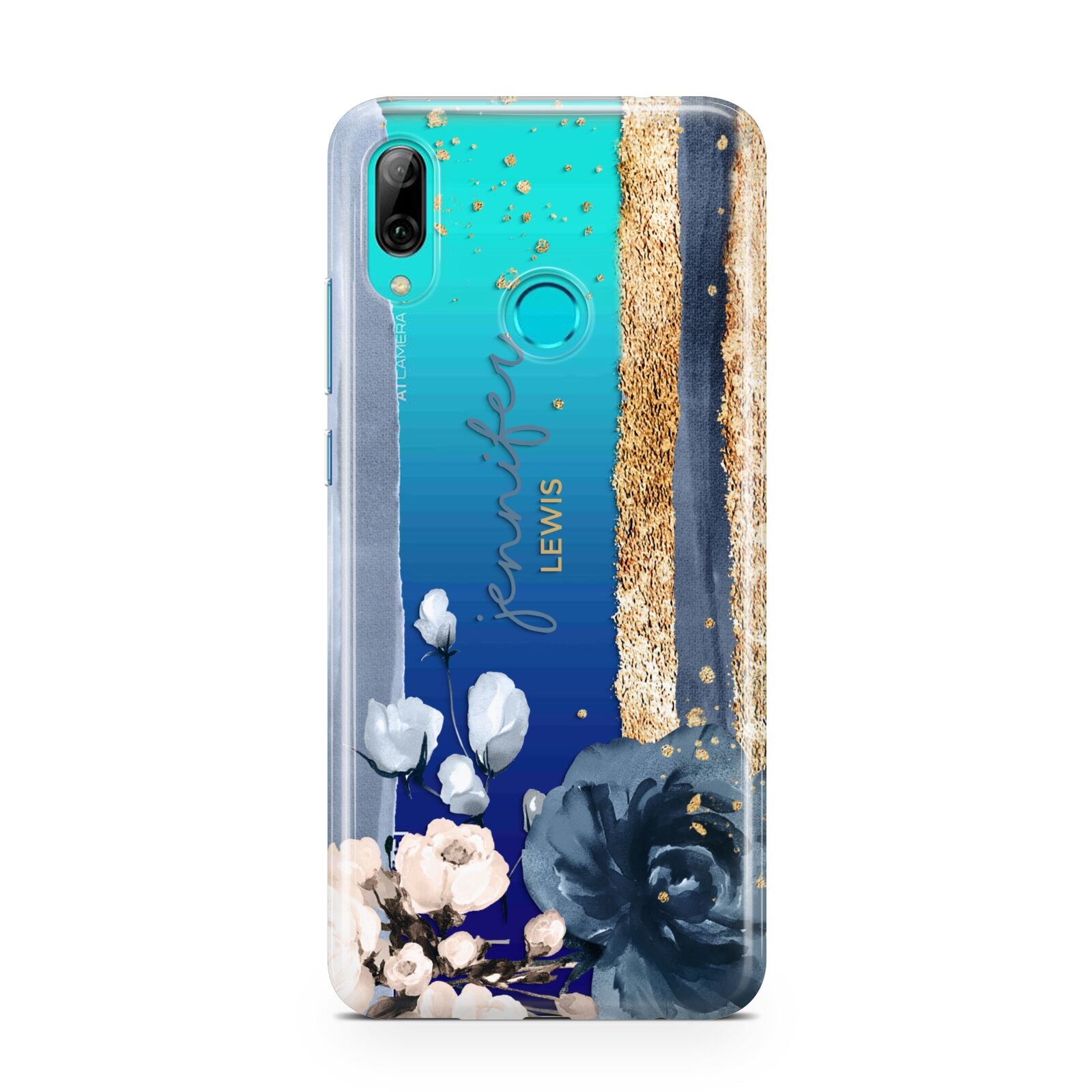 Personalised Blue Gold Name Huawei P Smart 2019 Case