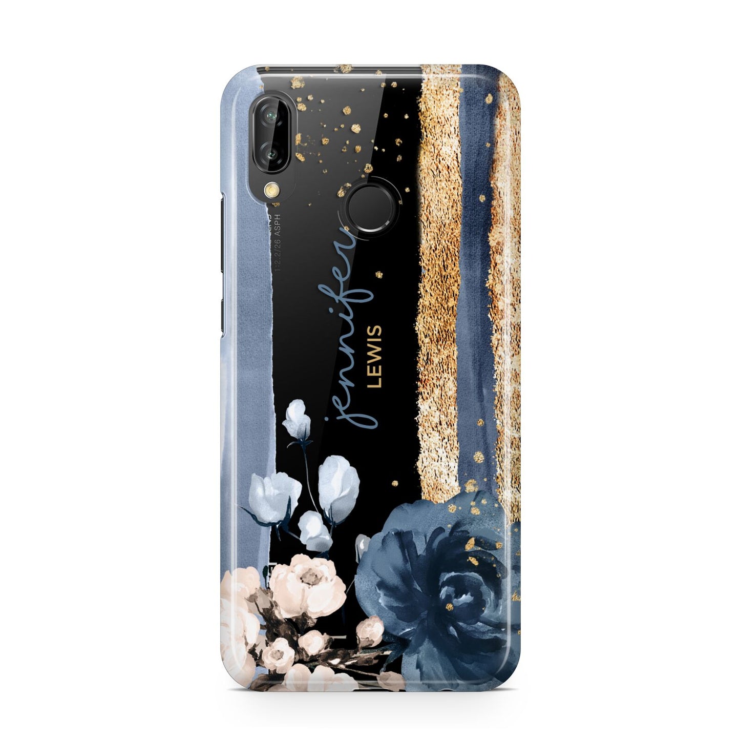 Personalised Blue Gold Name Huawei P20 Lite Phone Case