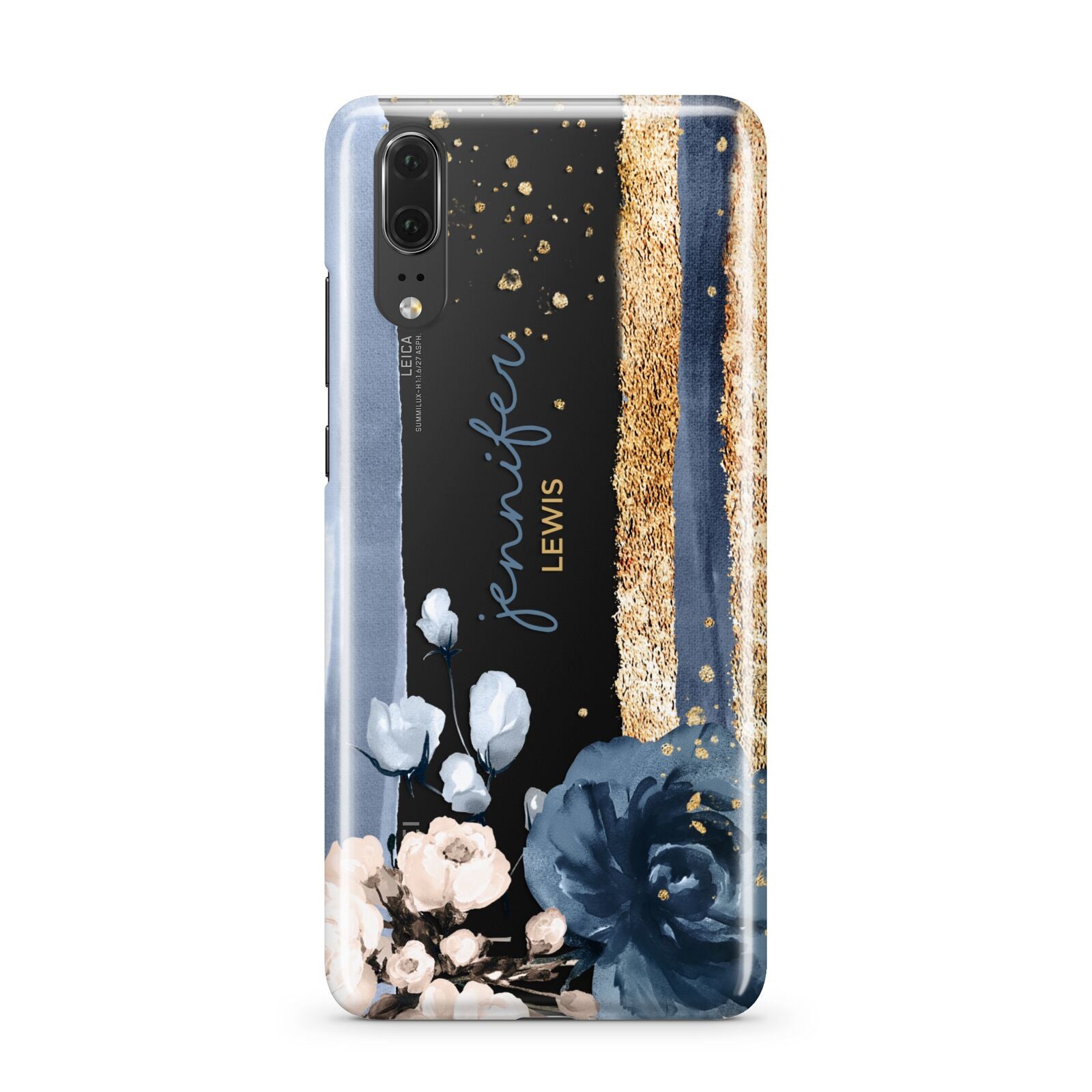 Personalised Blue Gold Name Huawei P20 Phone Case