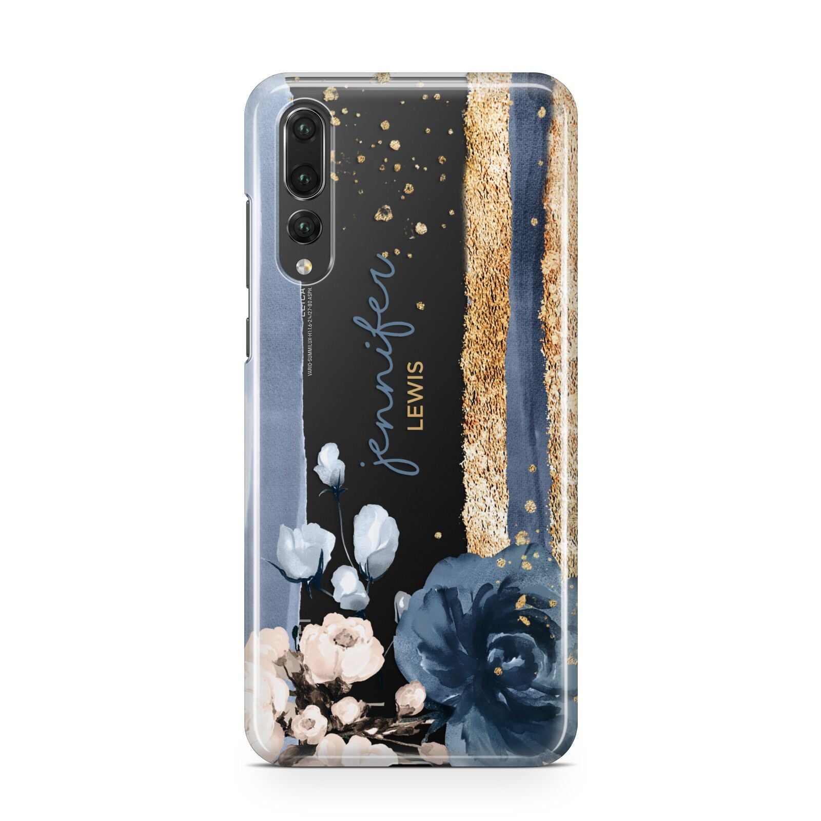 Personalised Blue Gold Name Huawei P20 Pro Phone Case