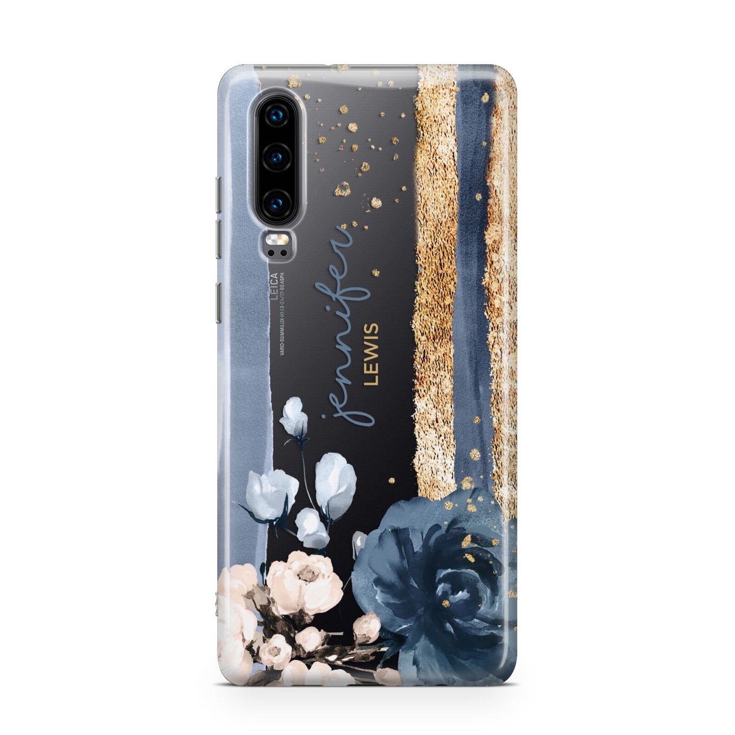 Personalised Blue Gold Name Huawei P30 Phone Case