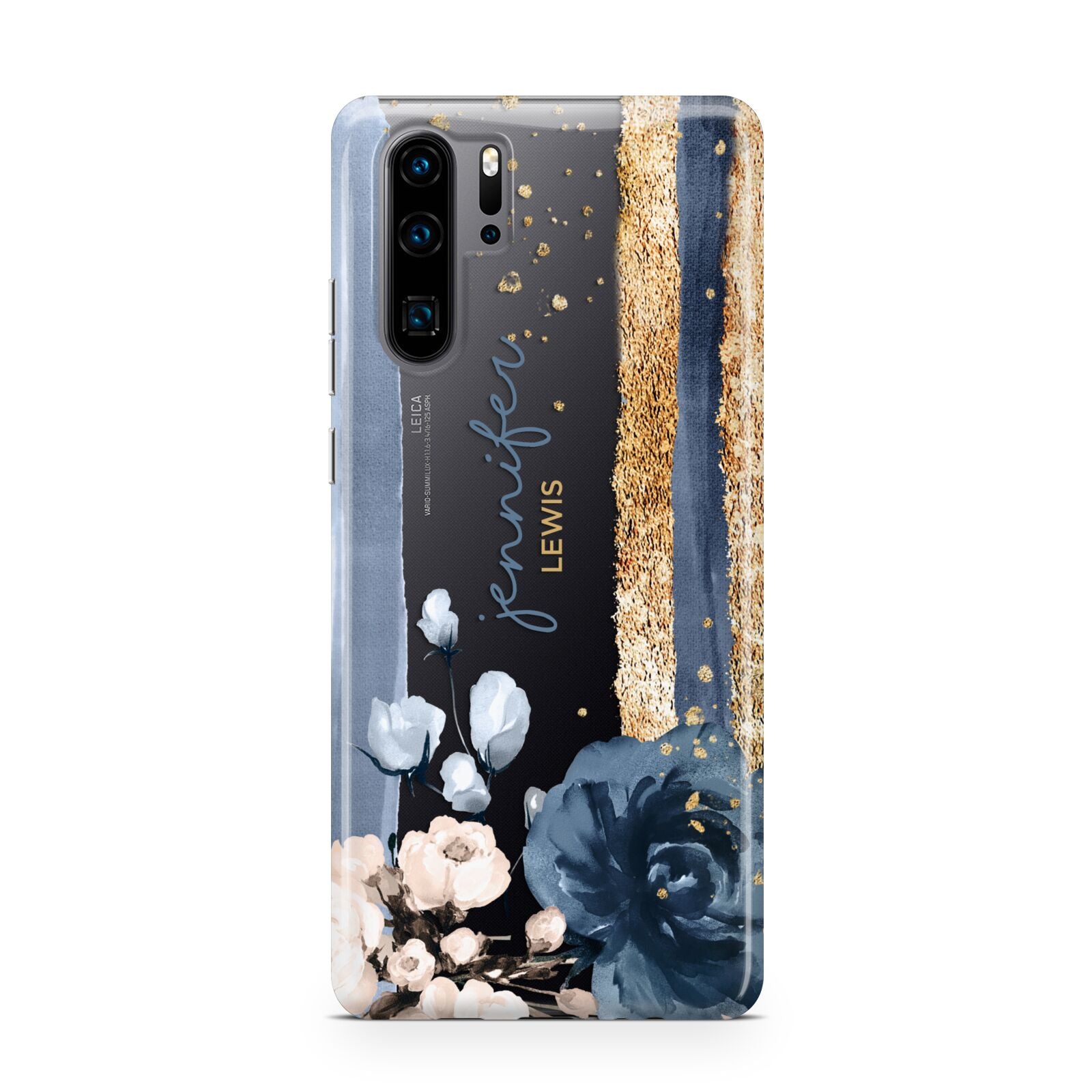 Personalised Blue Gold Name Huawei P30 Pro Phone Case