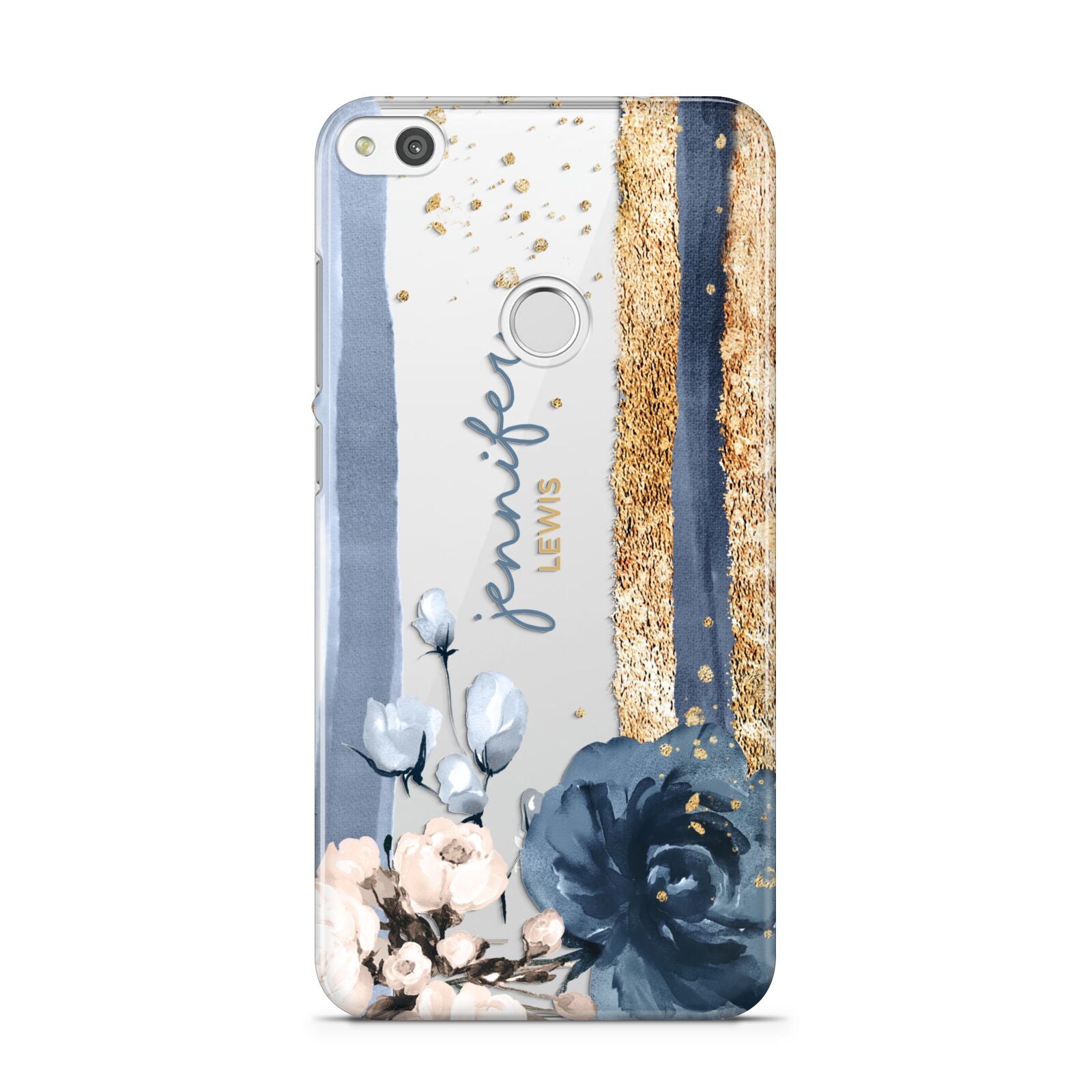 Personalised Blue Gold Name Huawei P8 Lite Case