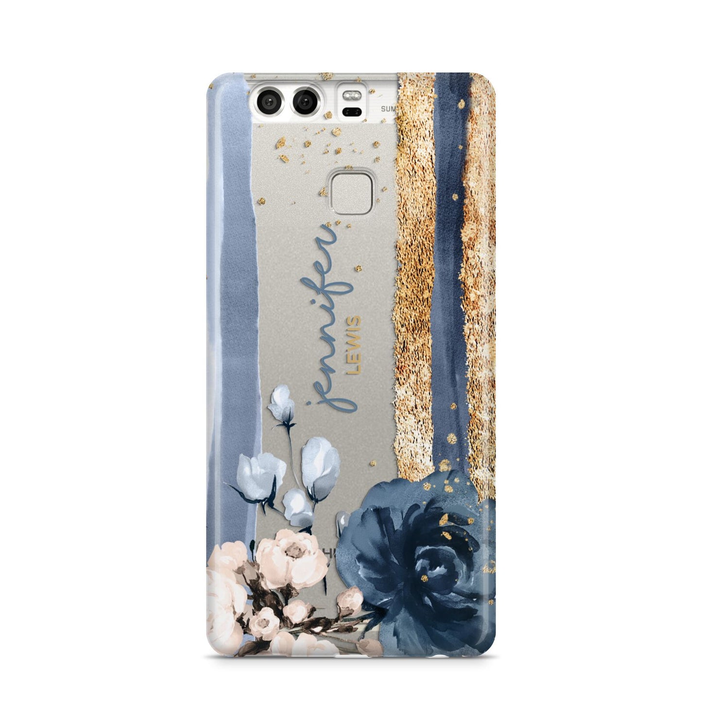 Personalised Blue Gold Name Huawei P9 Case