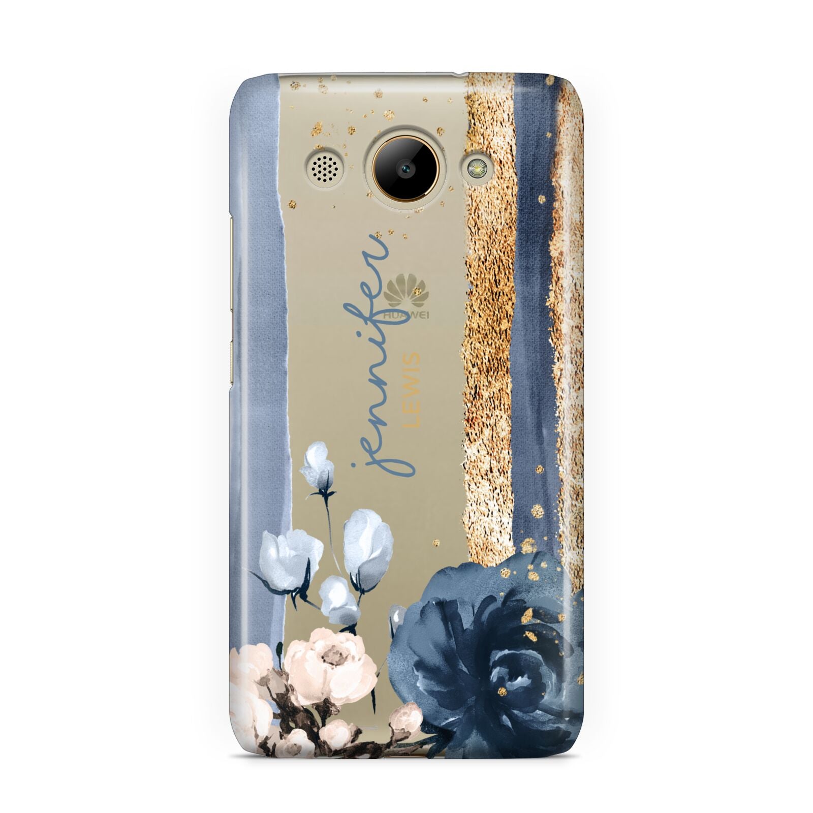 Personalised Blue Gold Name Huawei Y3 2017