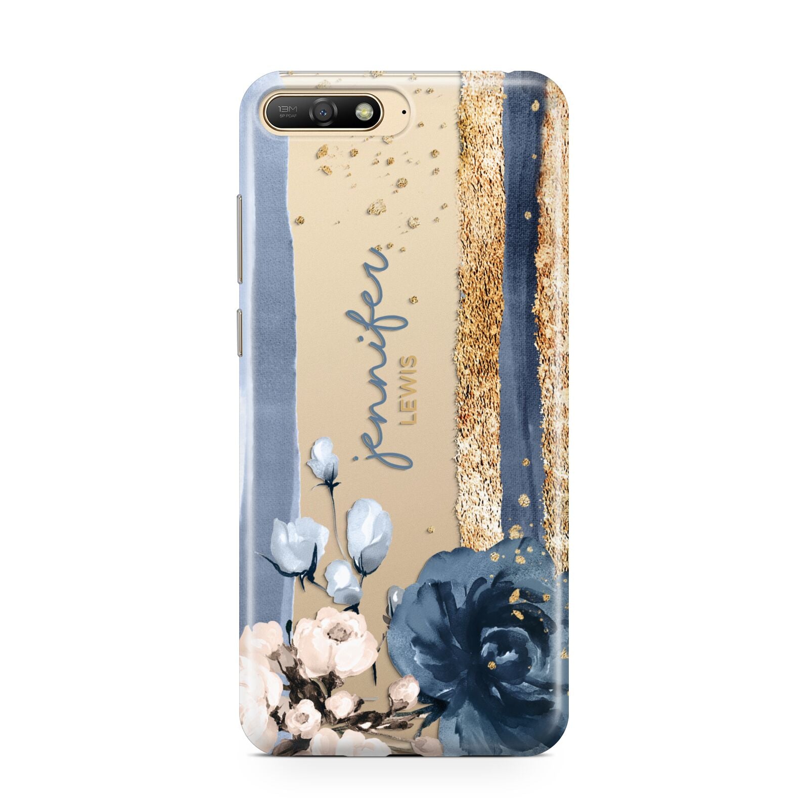 Personalised Blue Gold Name Huawei Y6 2018