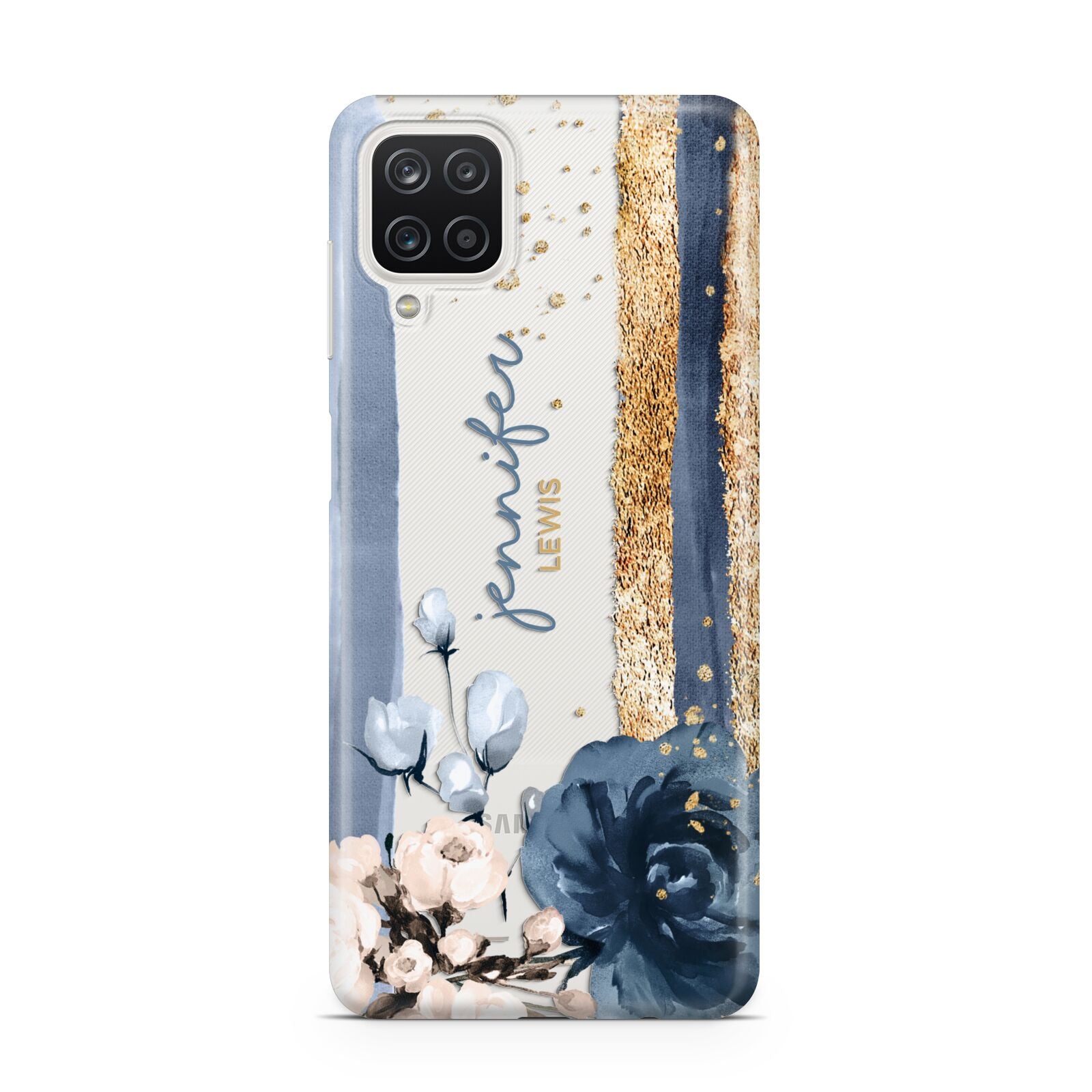 Personalised Blue Gold Name Samsung M12 Case