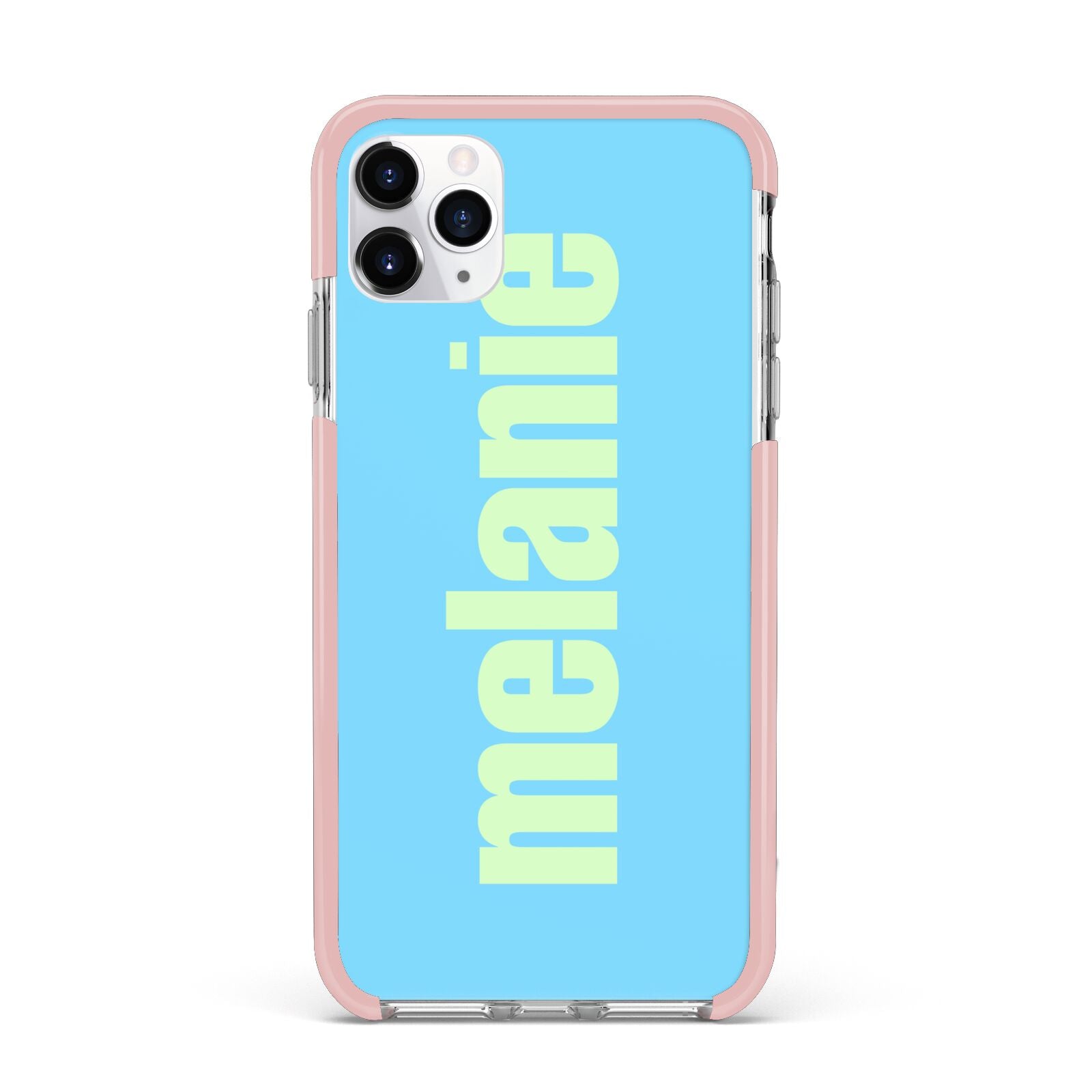 Personalised Blue Green Name iPhone 11 Pro Max Impact Pink Edge Case