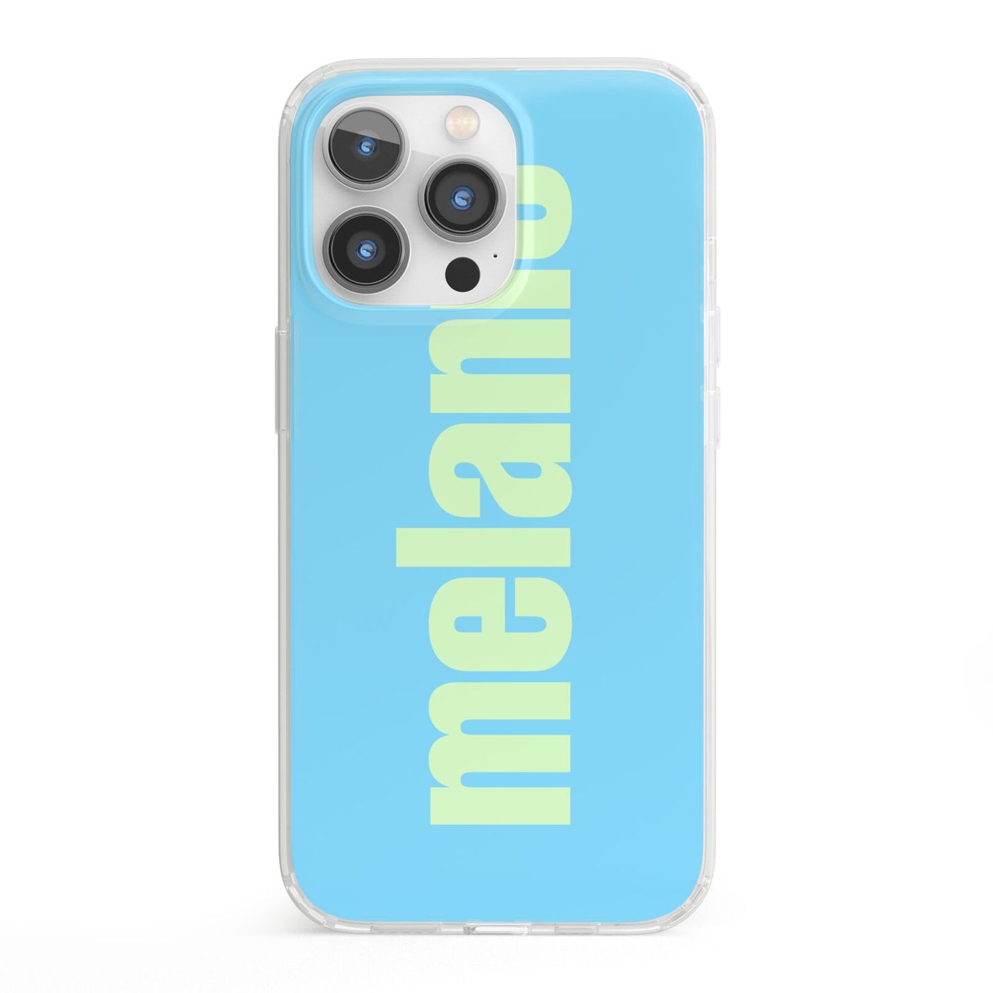 Personalised Blue Green Name iPhone 13 Pro Clear Bumper Case