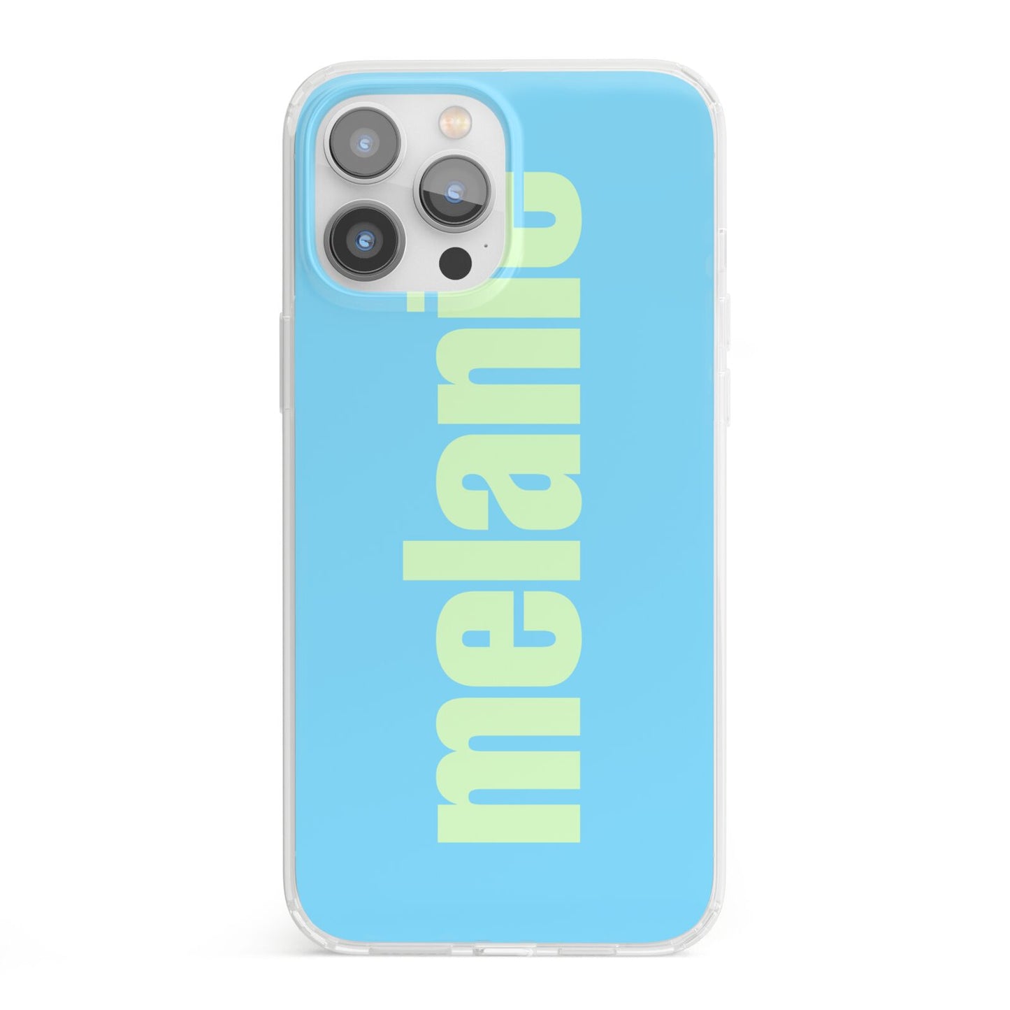 Personalised Blue Green Name iPhone 13 Pro Max Clear Bumper Case