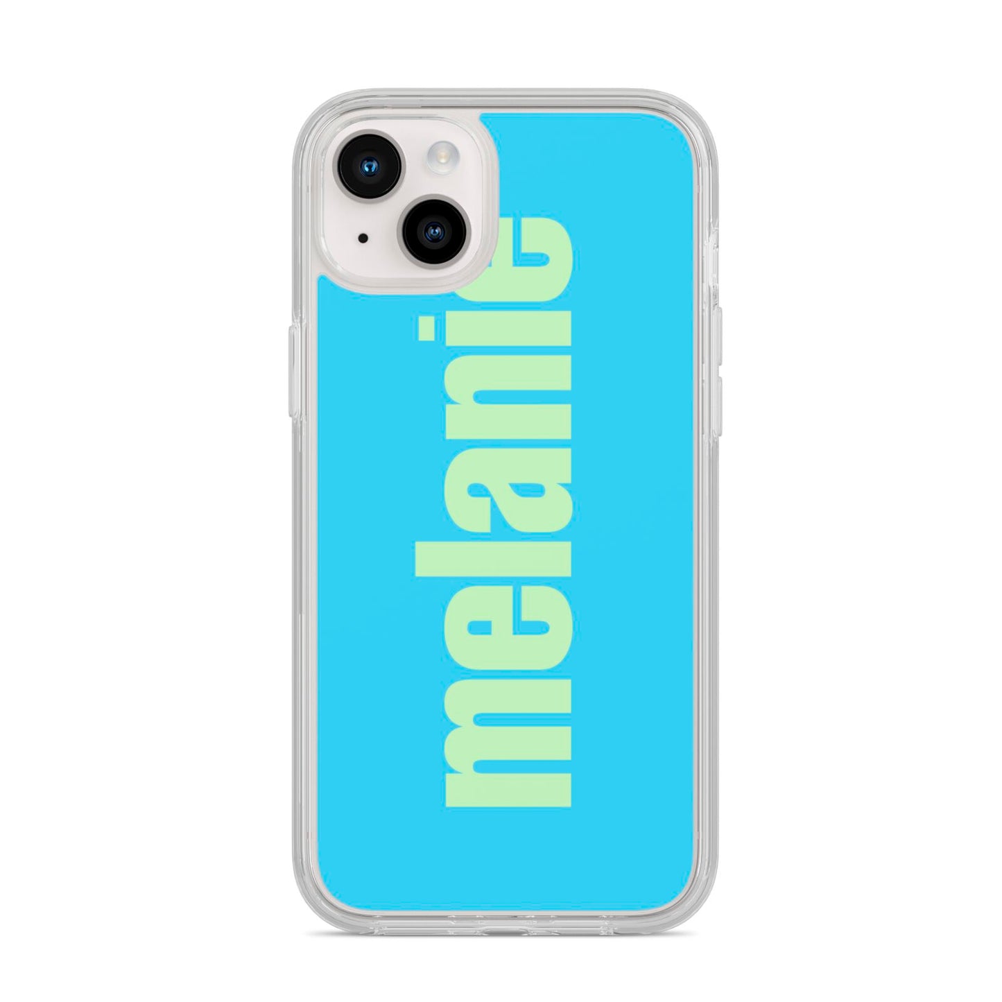 Personalised Blue Green Name iPhone 14 Plus Clear Tough Case Starlight