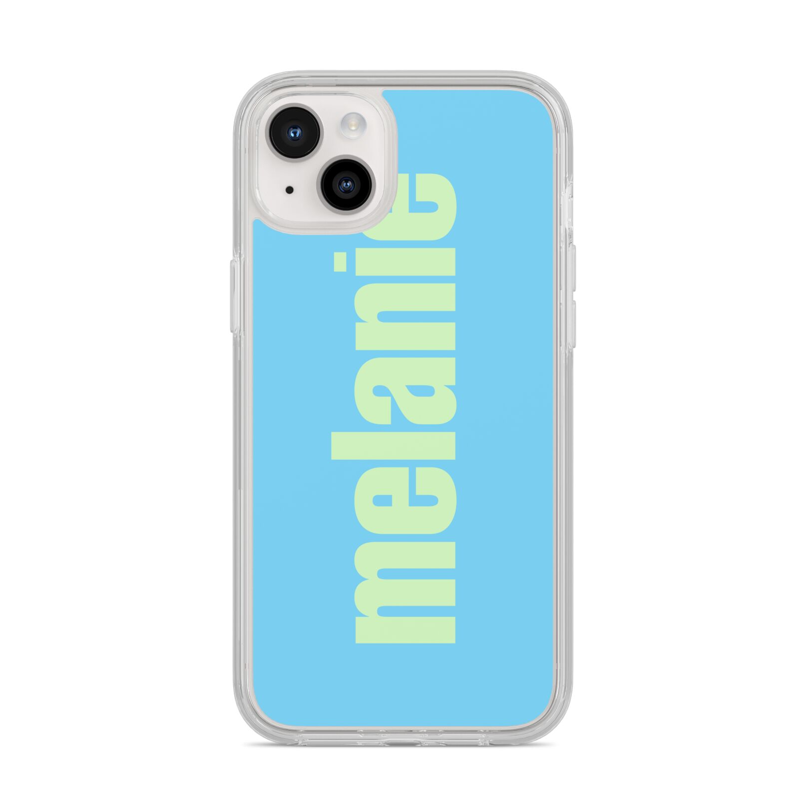 Personalised Blue Green Name iPhone 14 Plus Clear Tough Case Starlight