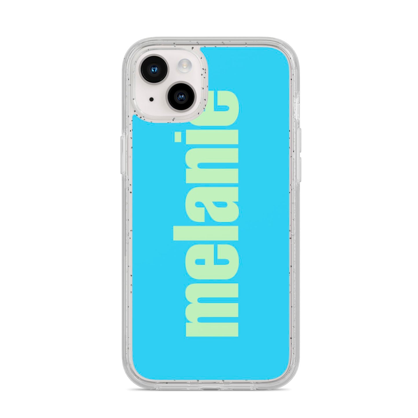 Personalised Blue Green Name iPhone 14 Plus Glitter Tough Case Starlight