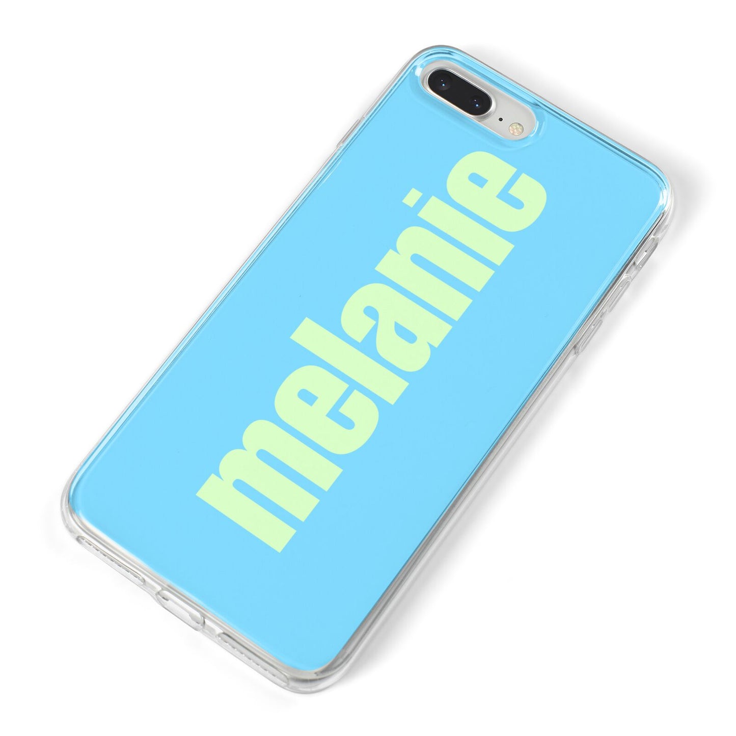 Personalised Blue Green Name iPhone 8 Plus Bumper Case on Silver iPhone Alternative Image