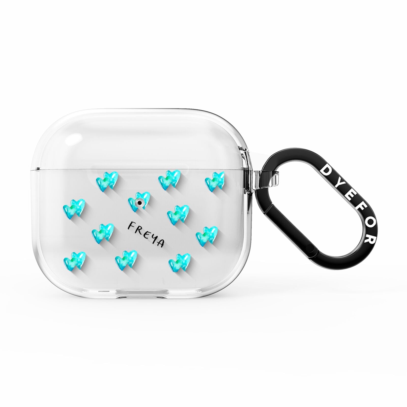 Personalised Blue Hearts AirPods Clear Case 3rd Gen