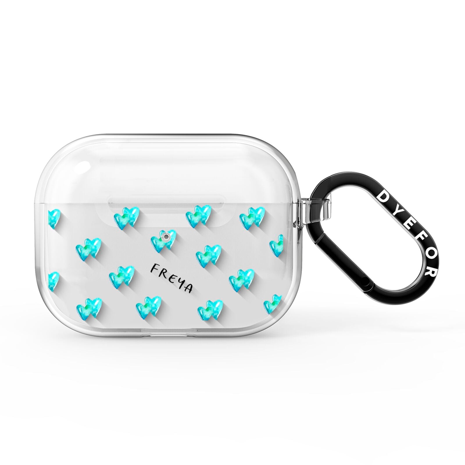 Personalised Blue Hearts AirPods Pro Clear Case