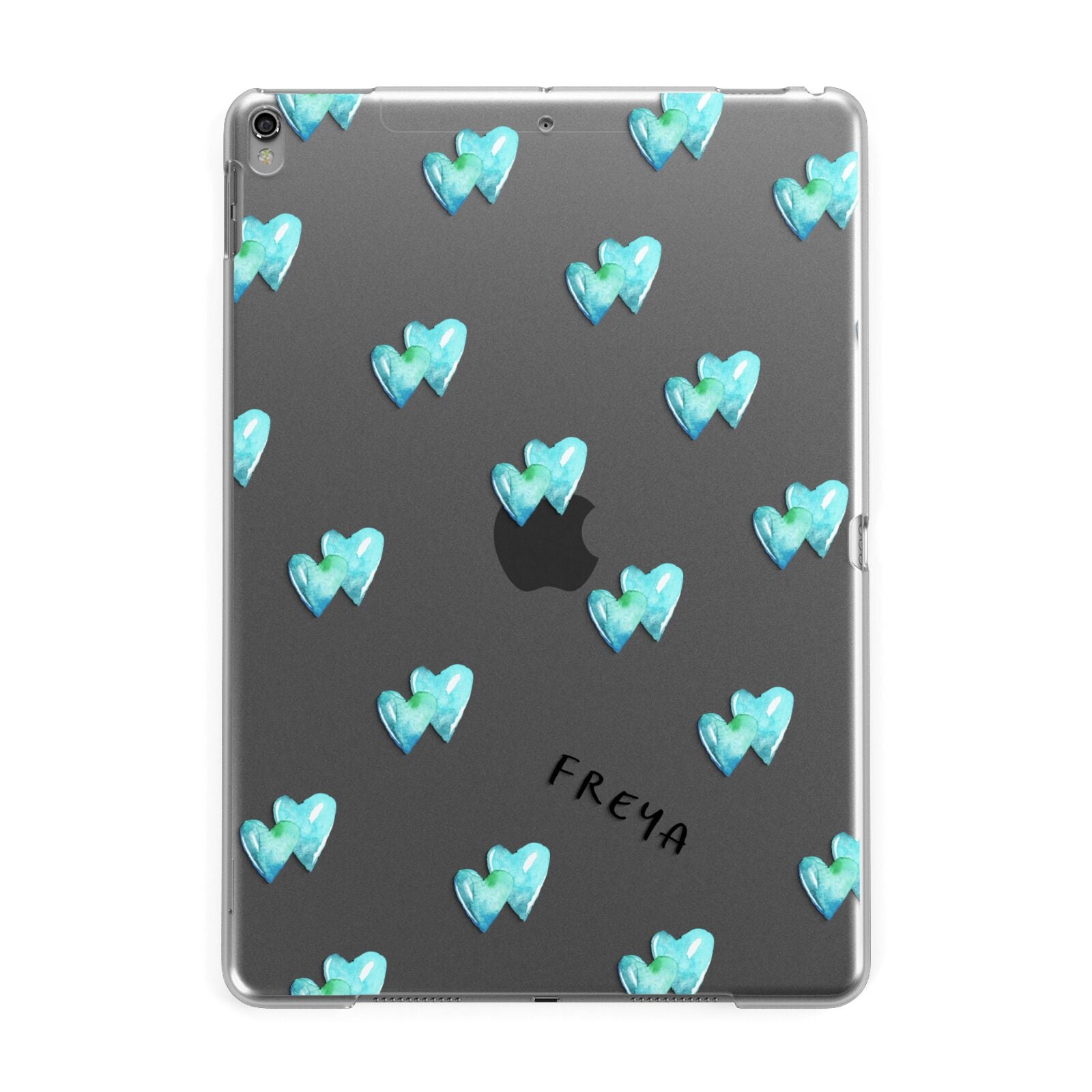 Personalised Blue Hearts Apple iPad Grey Case