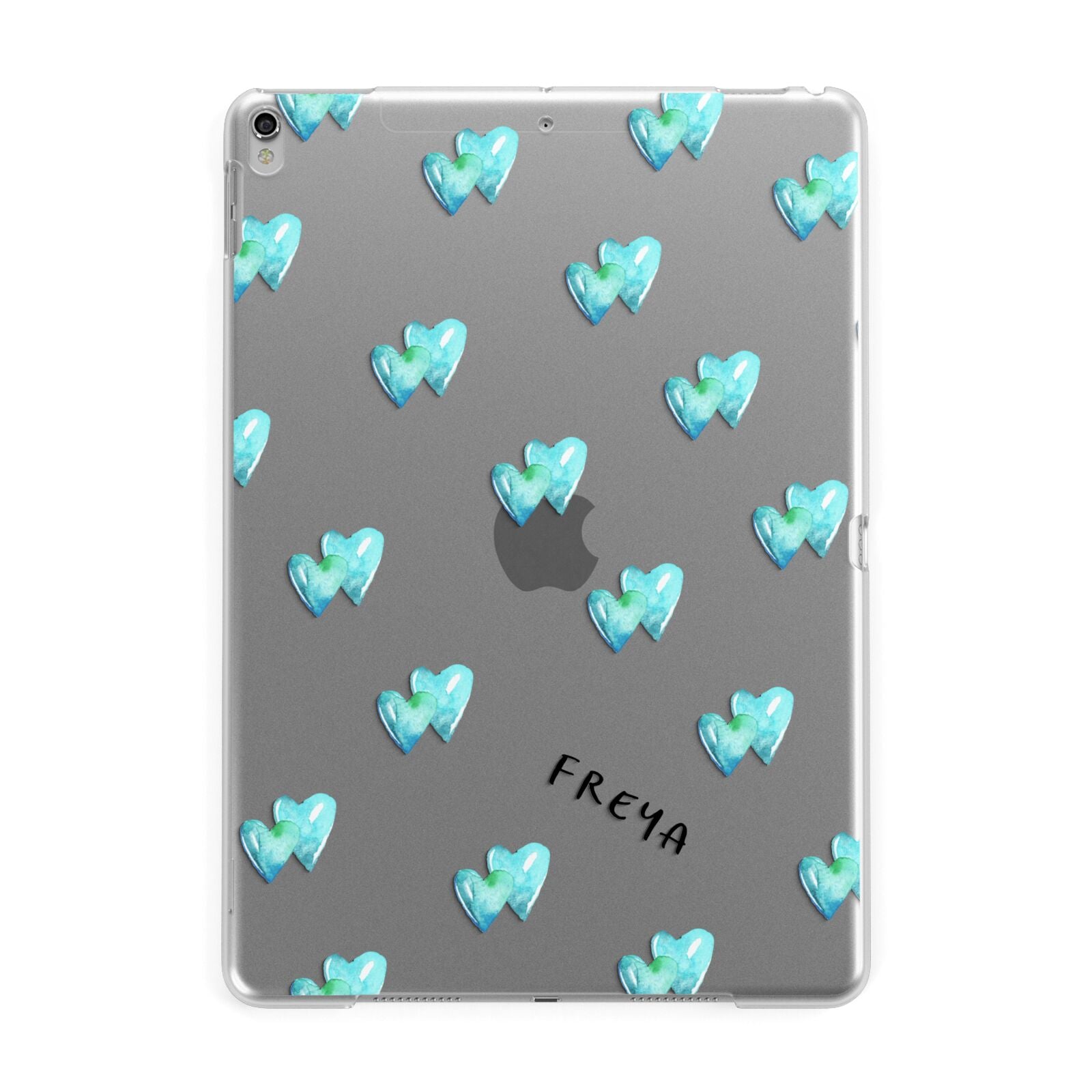 Personalised Blue Hearts Apple iPad Silver Case