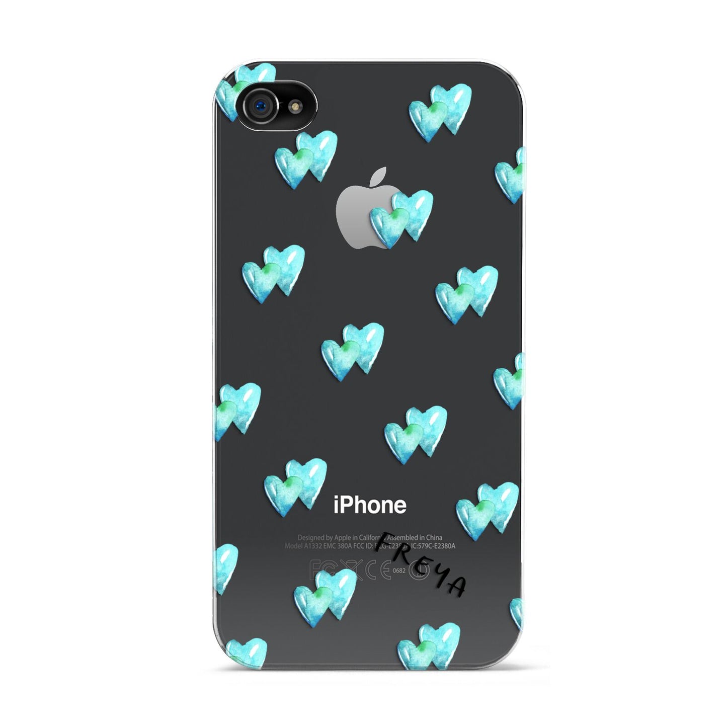 Personalised Blue Hearts Apple iPhone 4s Case