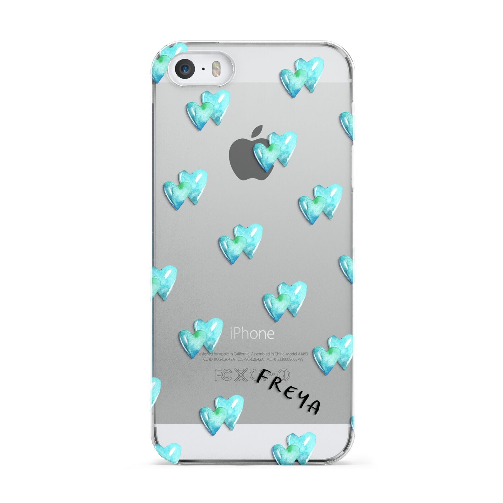 Personalised Blue Hearts Apple iPhone 5 Case