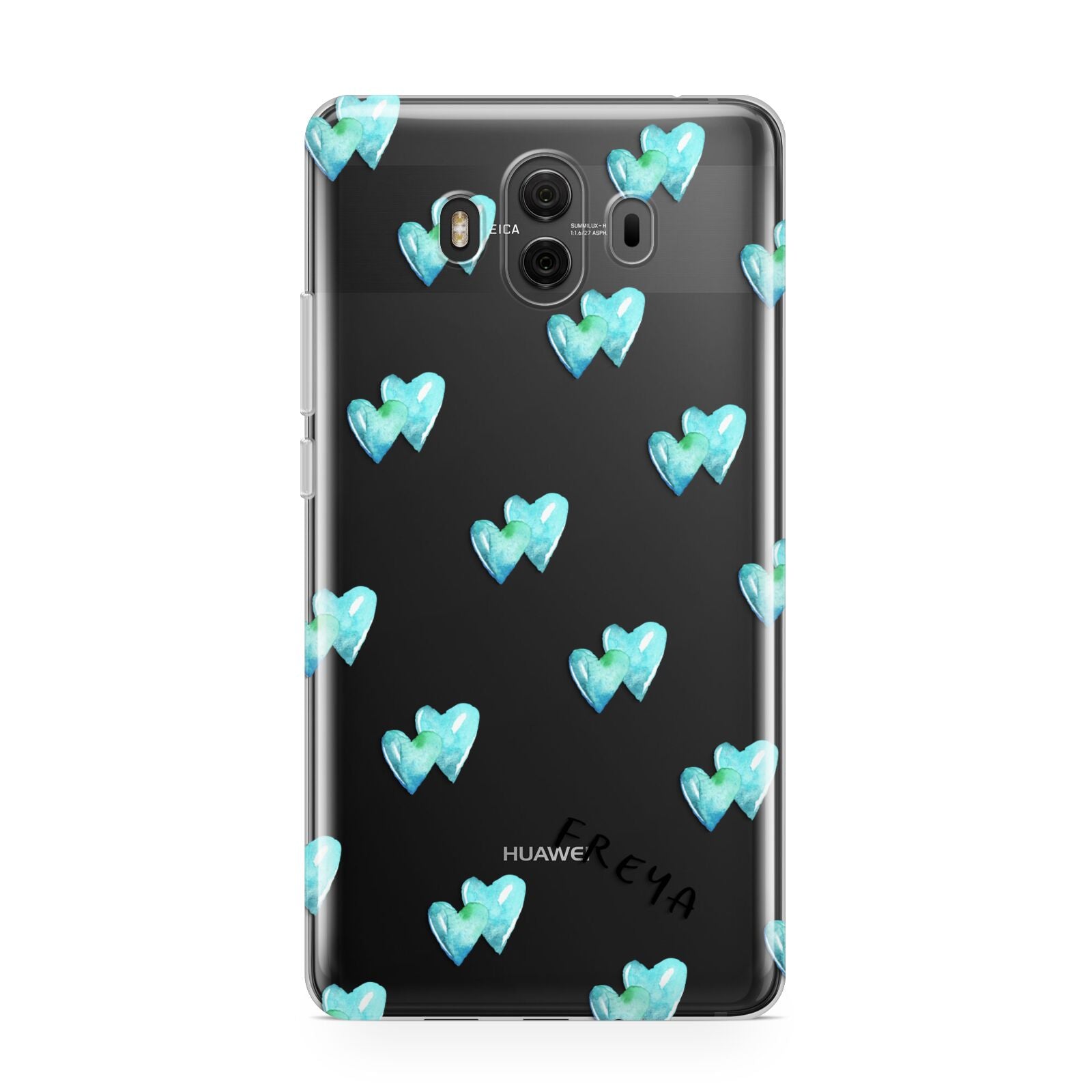 Personalised Blue Hearts Huawei Mate 10 Protective Phone Case