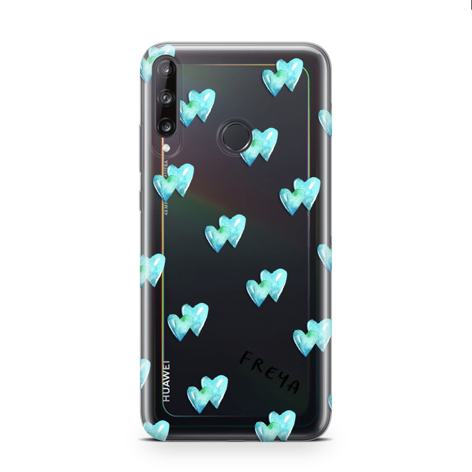 Personalised Blue Hearts Huawei P40 Lite E Phone Case