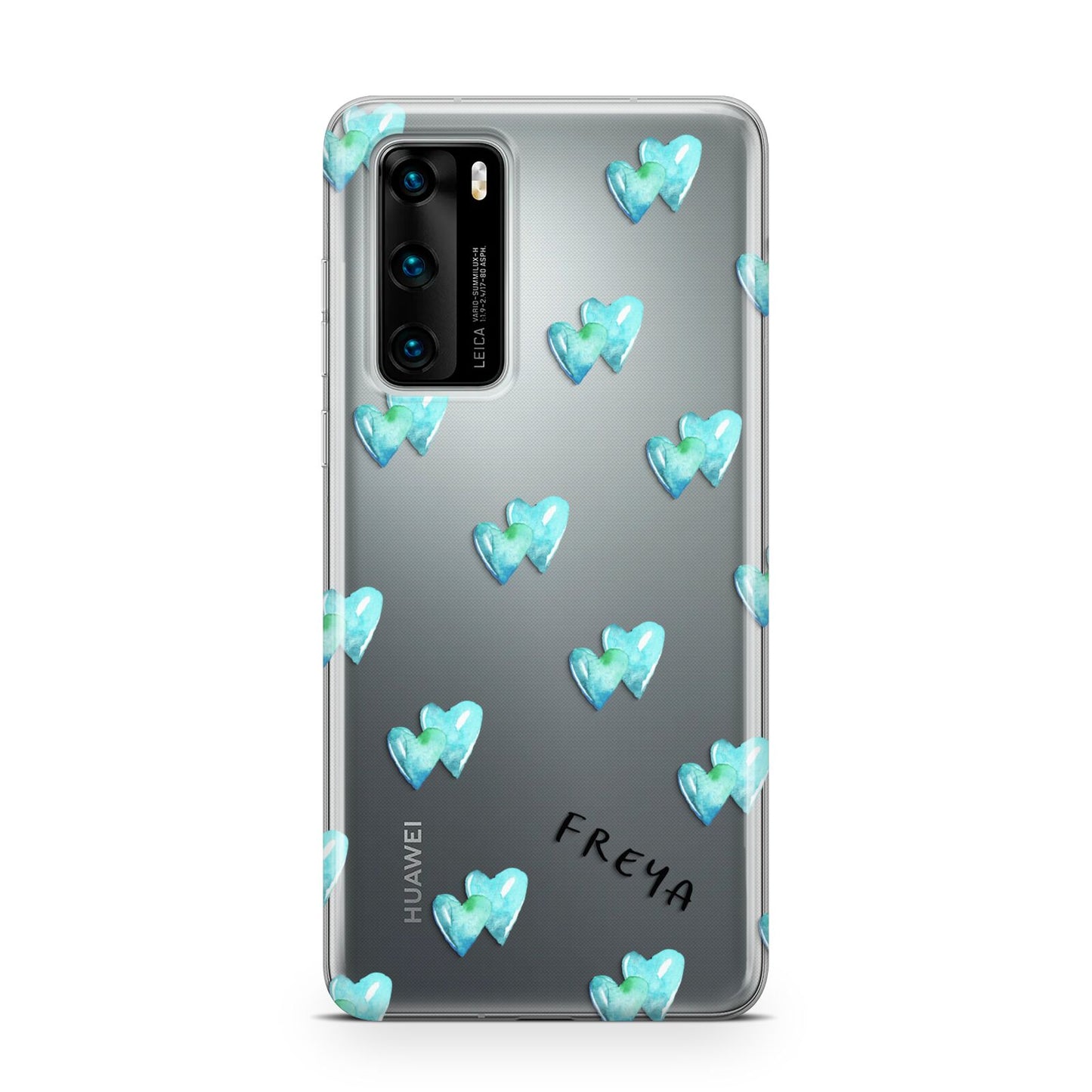 Personalised Blue Hearts Huawei P40 Phone Case