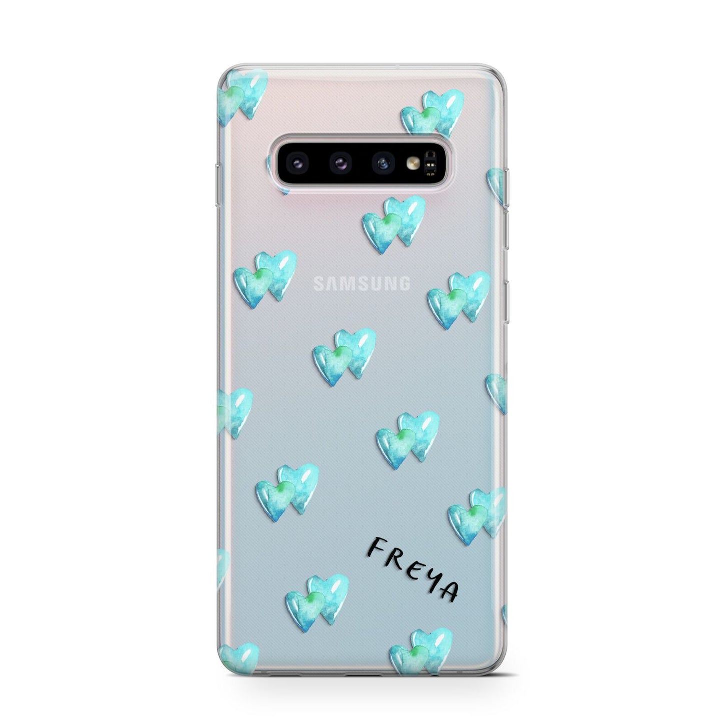 Personalised Blue Hearts Protective Samsung Galaxy Case