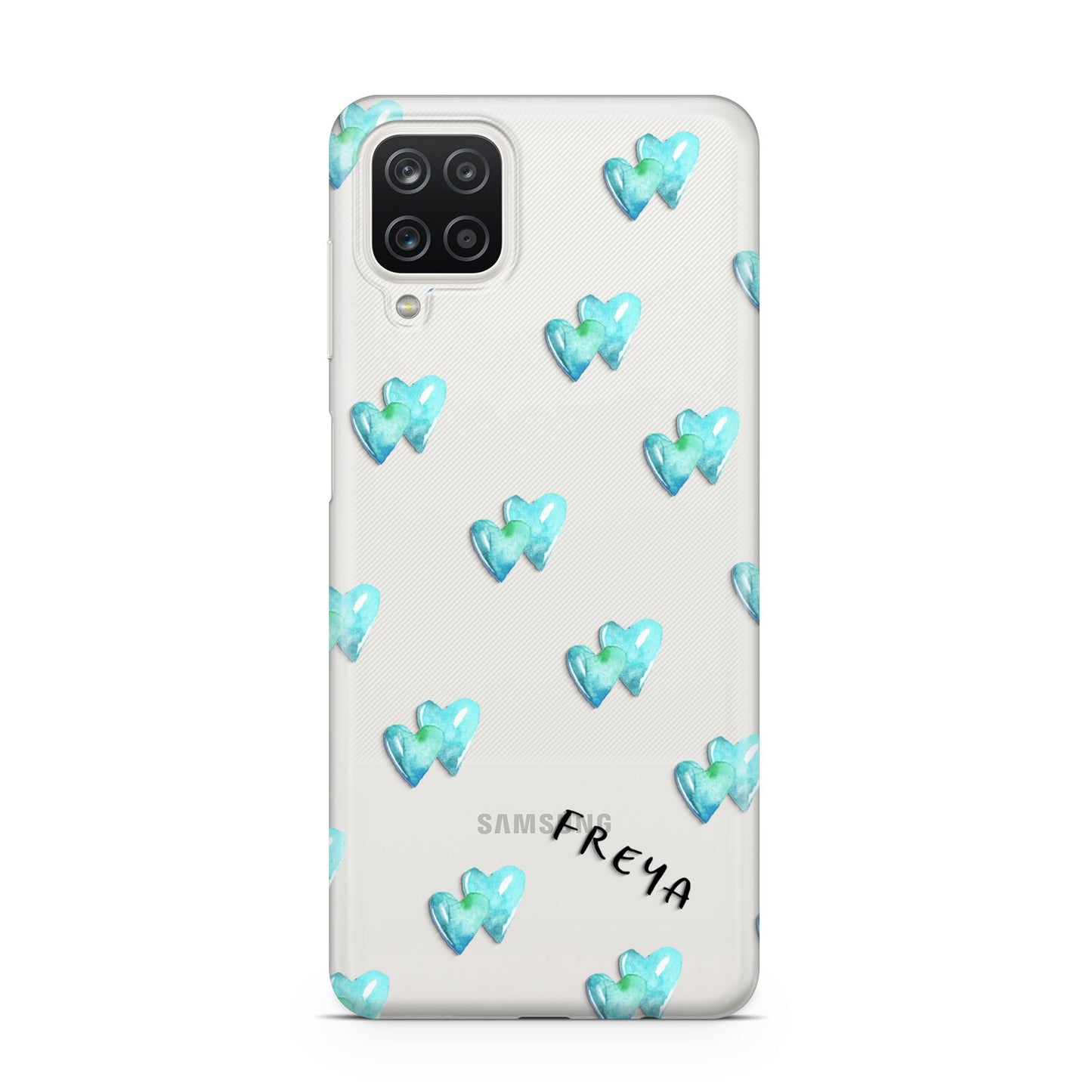 Personalised Blue Hearts Samsung A12 Case