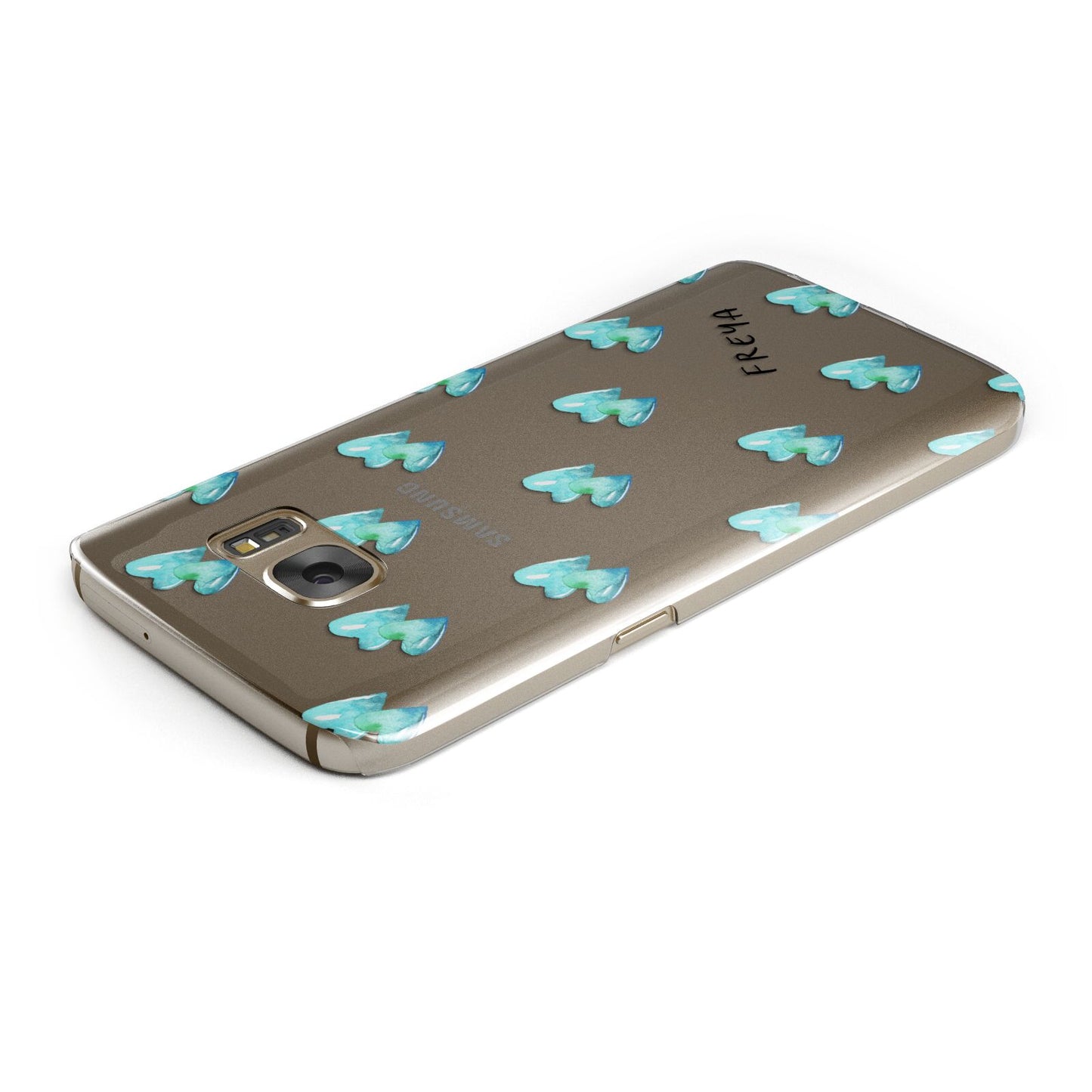 Personalised Blue Hearts Samsung Galaxy Case Top Cutout