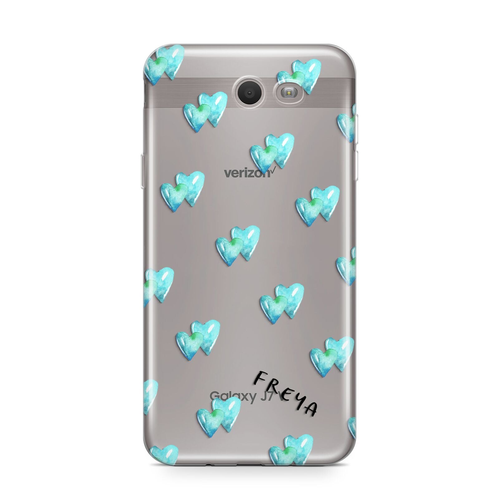 Personalised Blue Hearts Samsung Galaxy J7 2017 Case