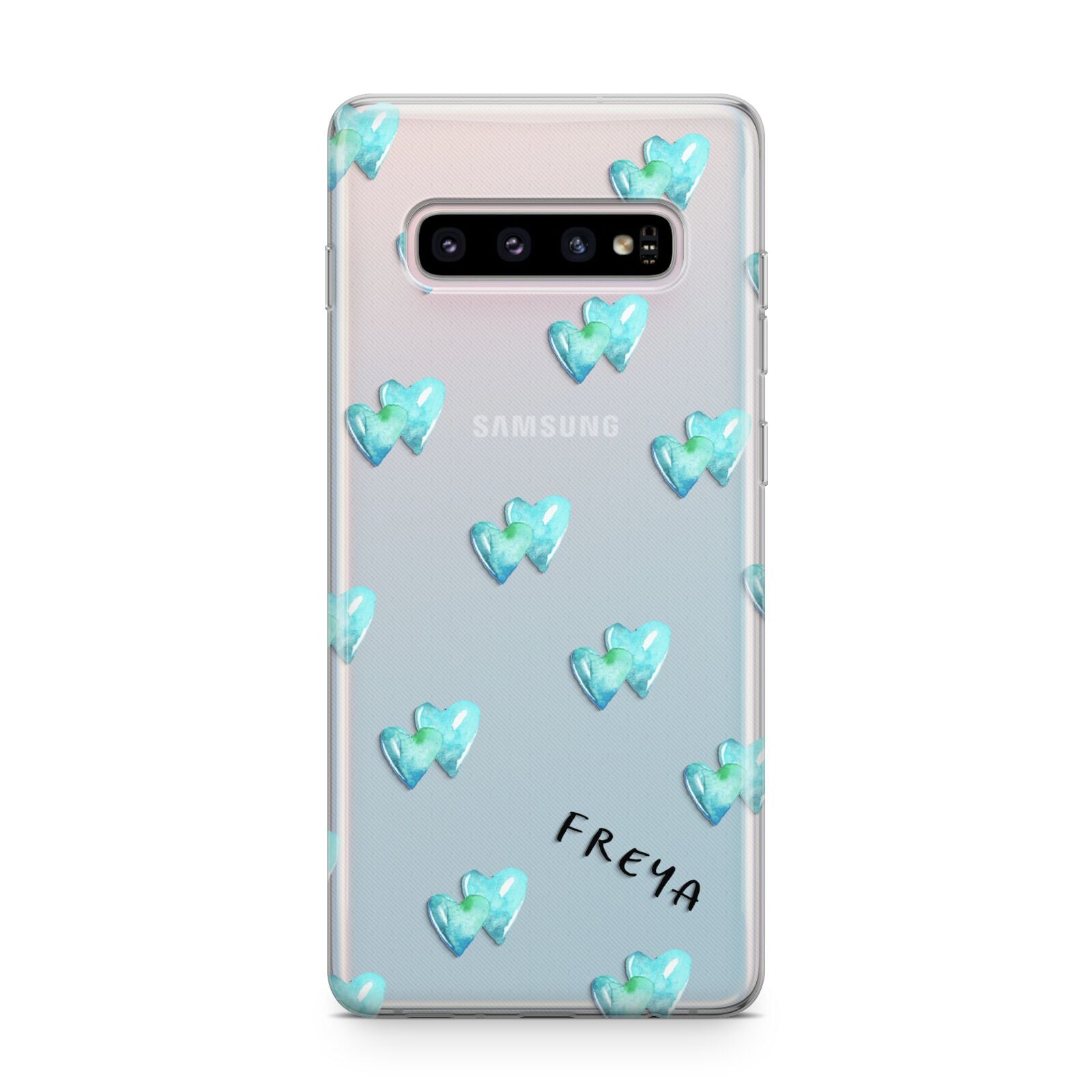 Personalised Blue Hearts Samsung Galaxy S10 Plus Case