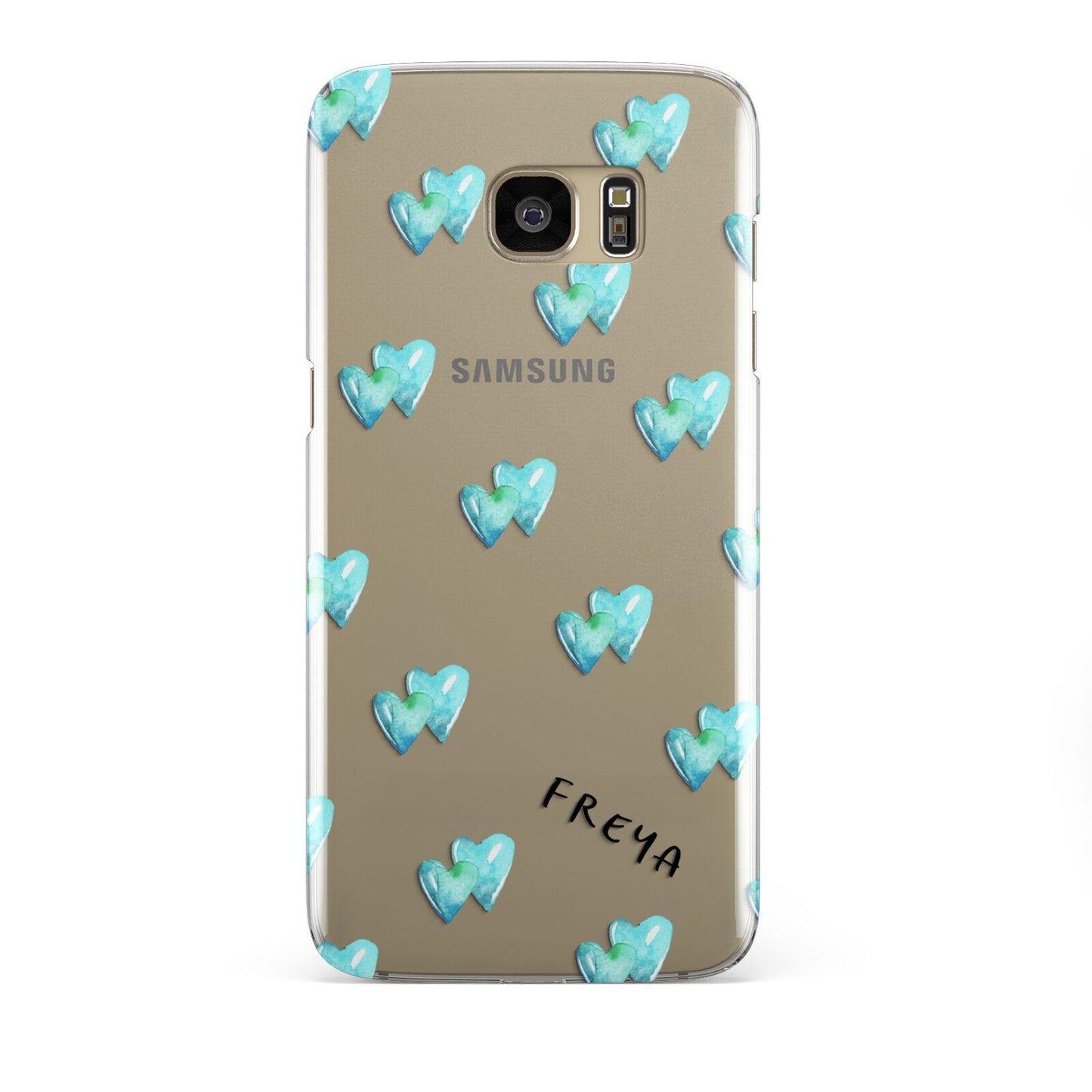 Personalised Blue Hearts Samsung Galaxy S7 Edge Case