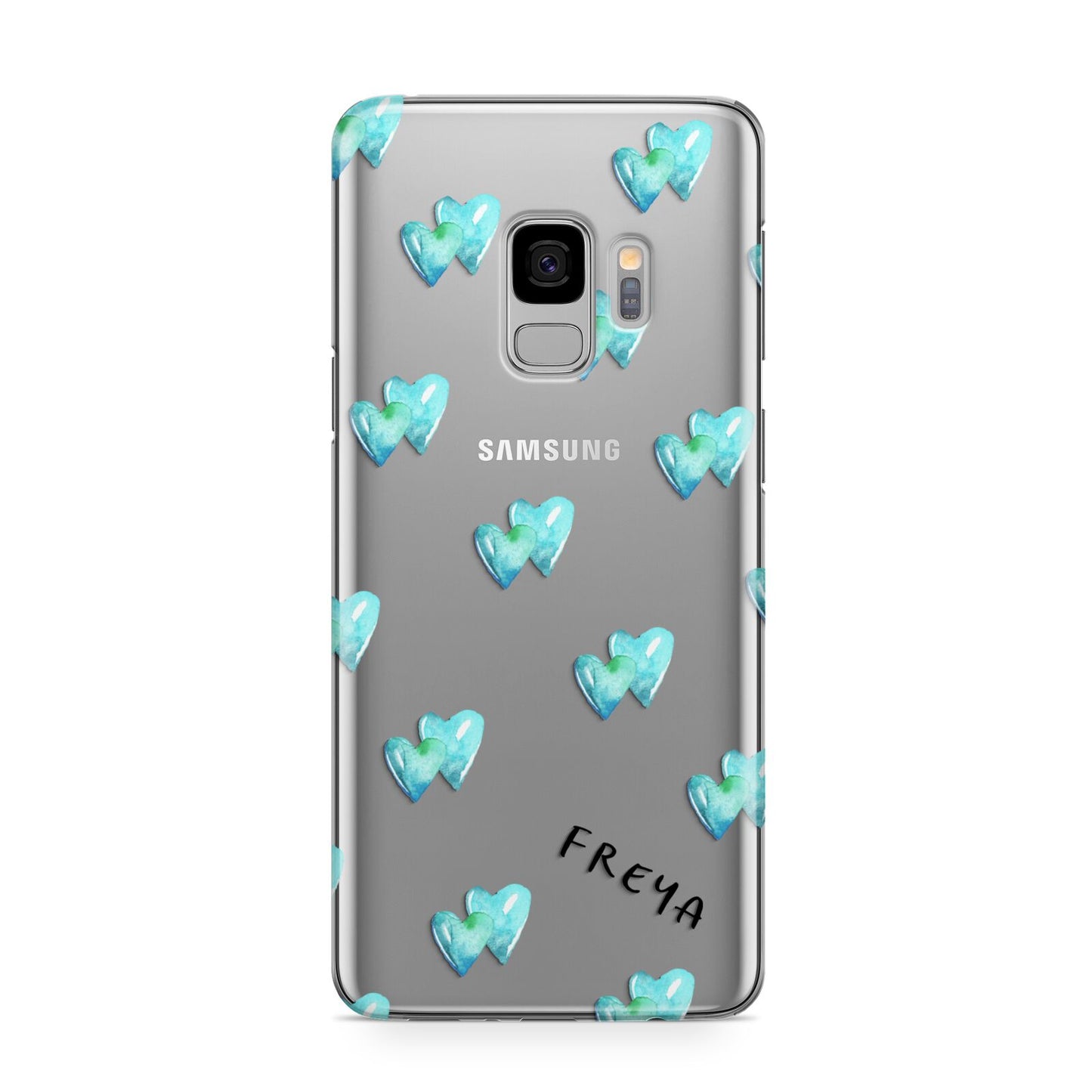 Personalised Blue Hearts Samsung Galaxy S9 Case