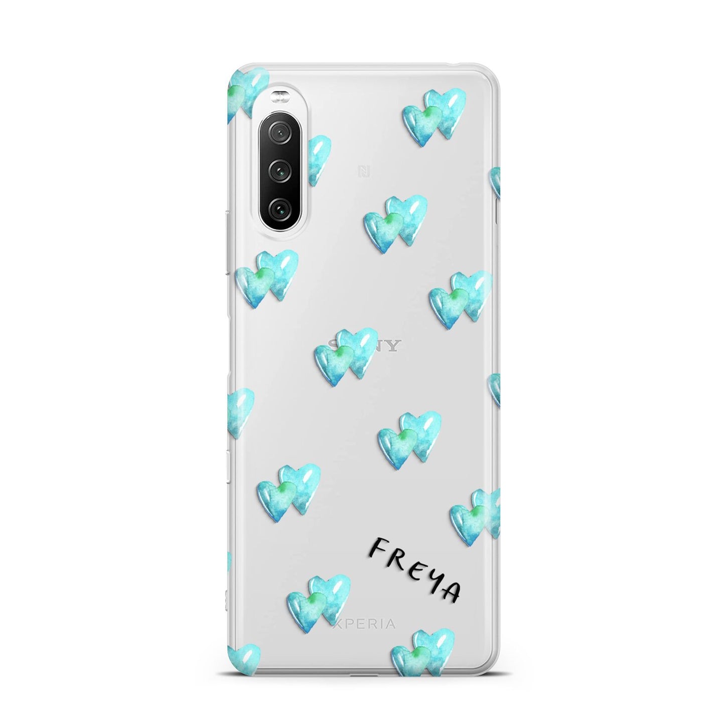 Personalised Blue Hearts Sony Xperia 10 III Case