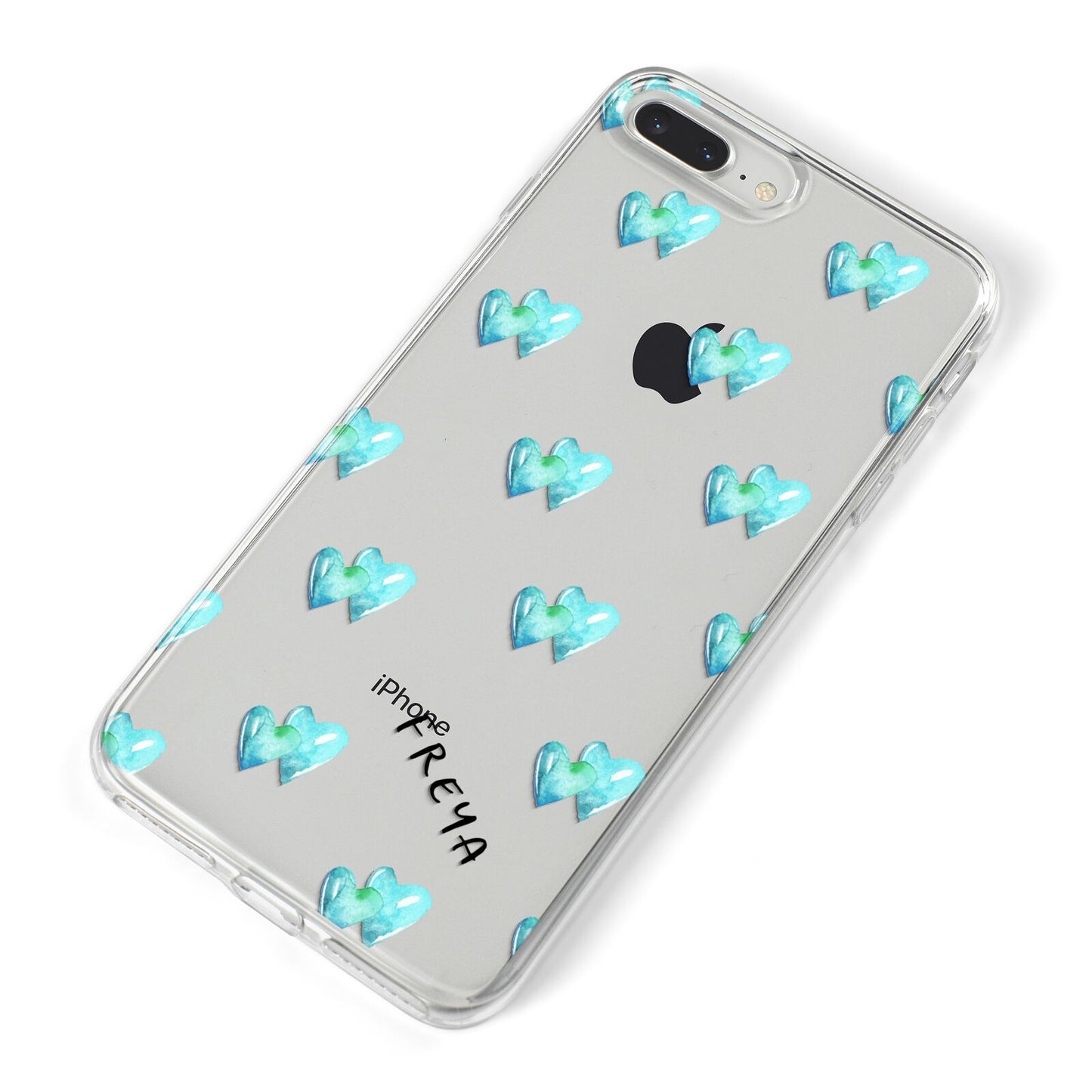 Personalised Blue Hearts iPhone 8 Plus Bumper Case on Silver iPhone Alternative Image