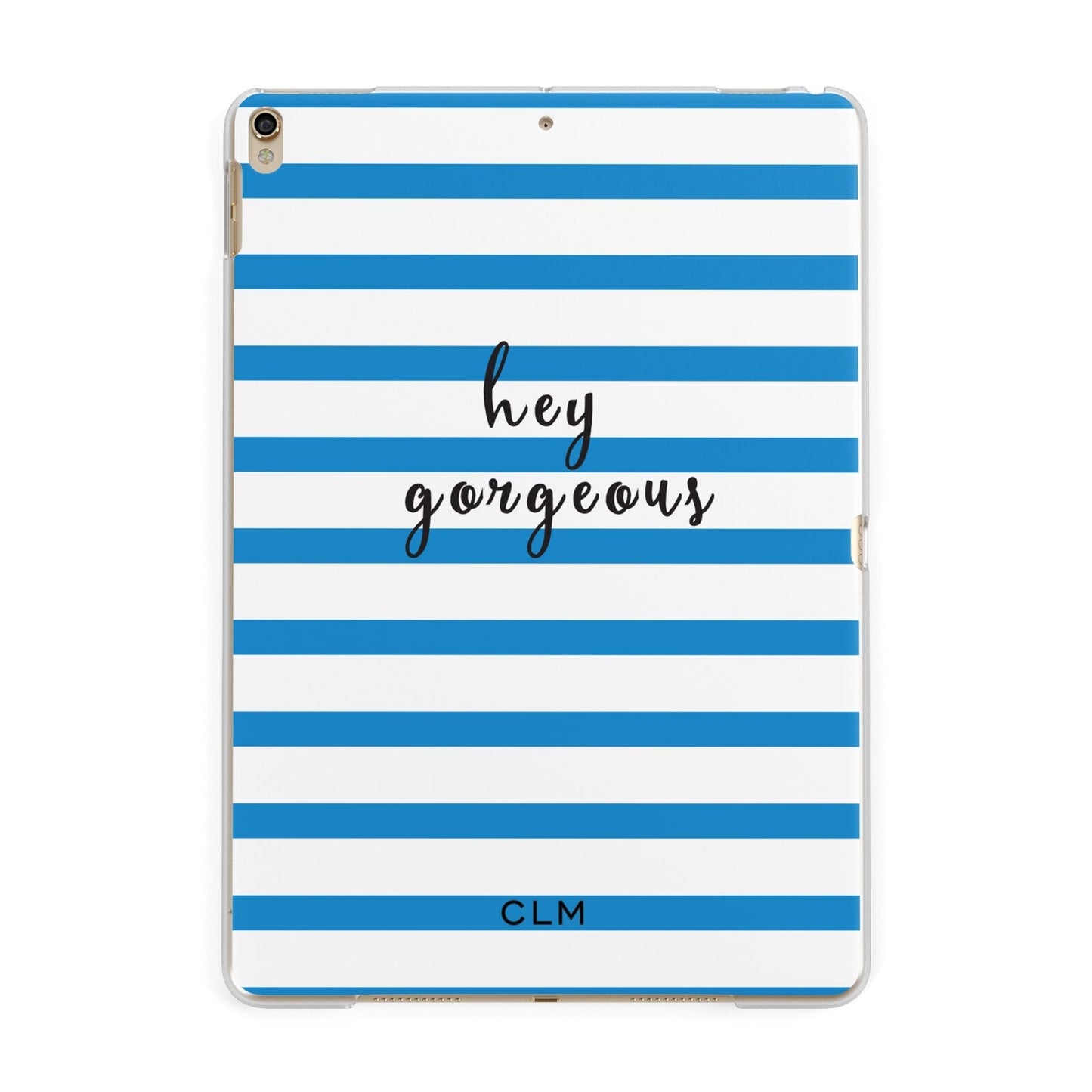 Personalised Blue Hey Gorgeous Apple iPad Gold Case