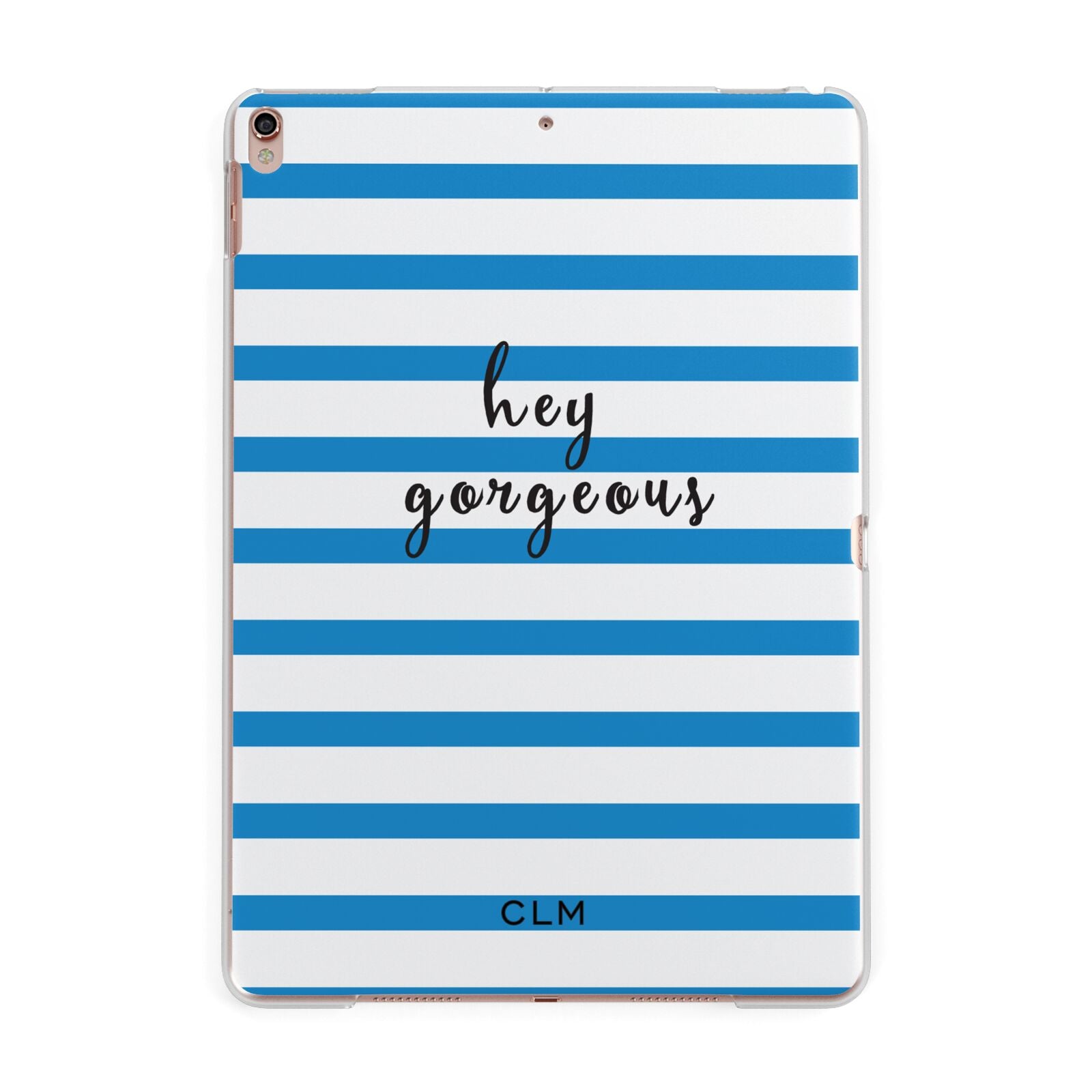 Personalised Blue Hey Gorgeous Apple iPad Rose Gold Case